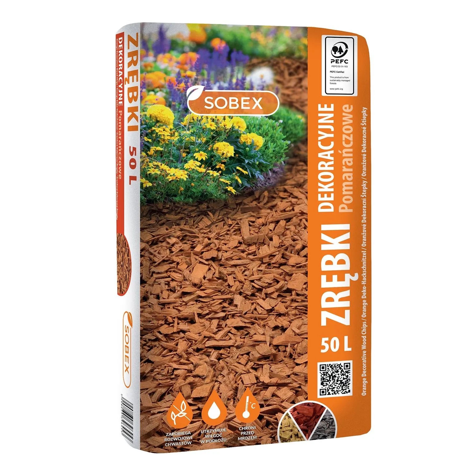 Zrębki dekoracyjne pomarańczowe - 50 l