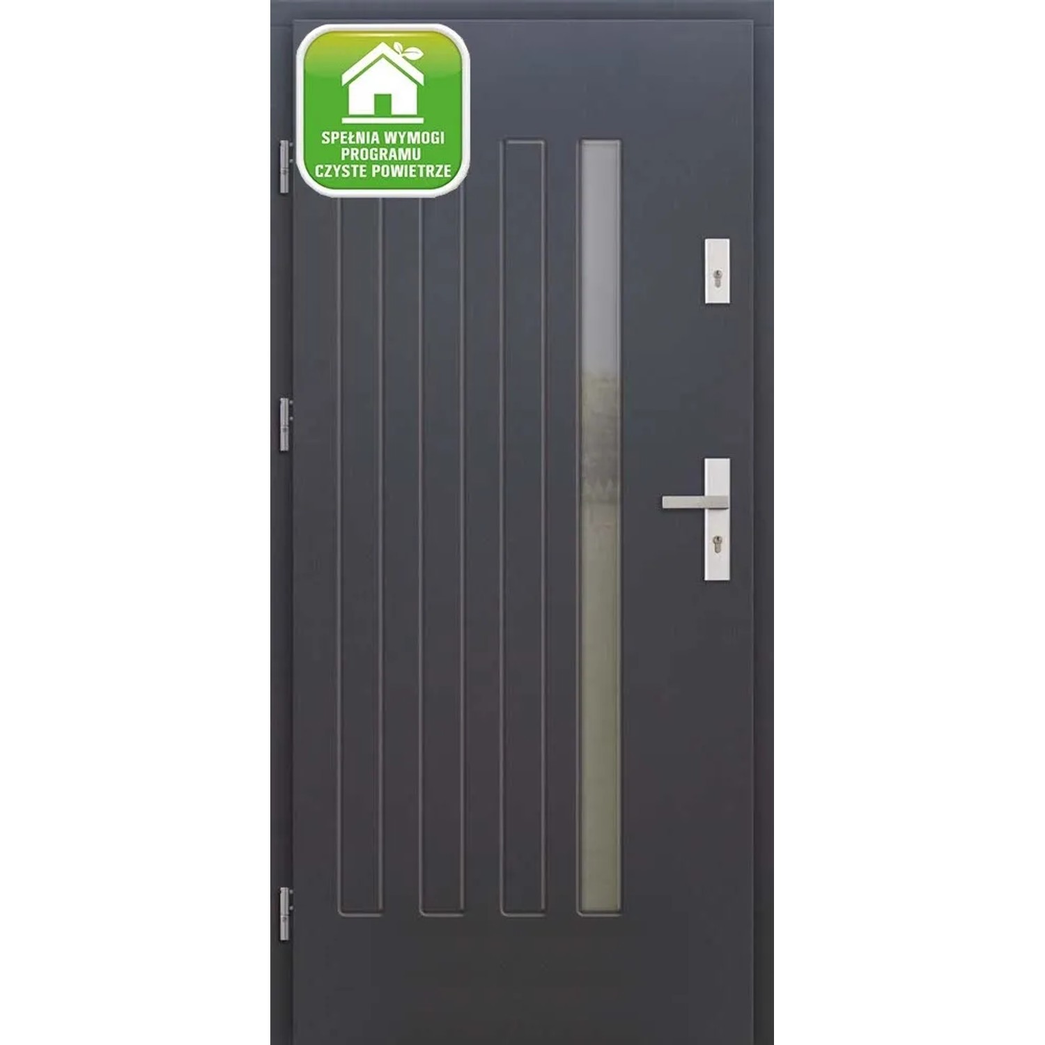 El Prema Drzwi zewnętrzne drewniane Plati antracyt 90L