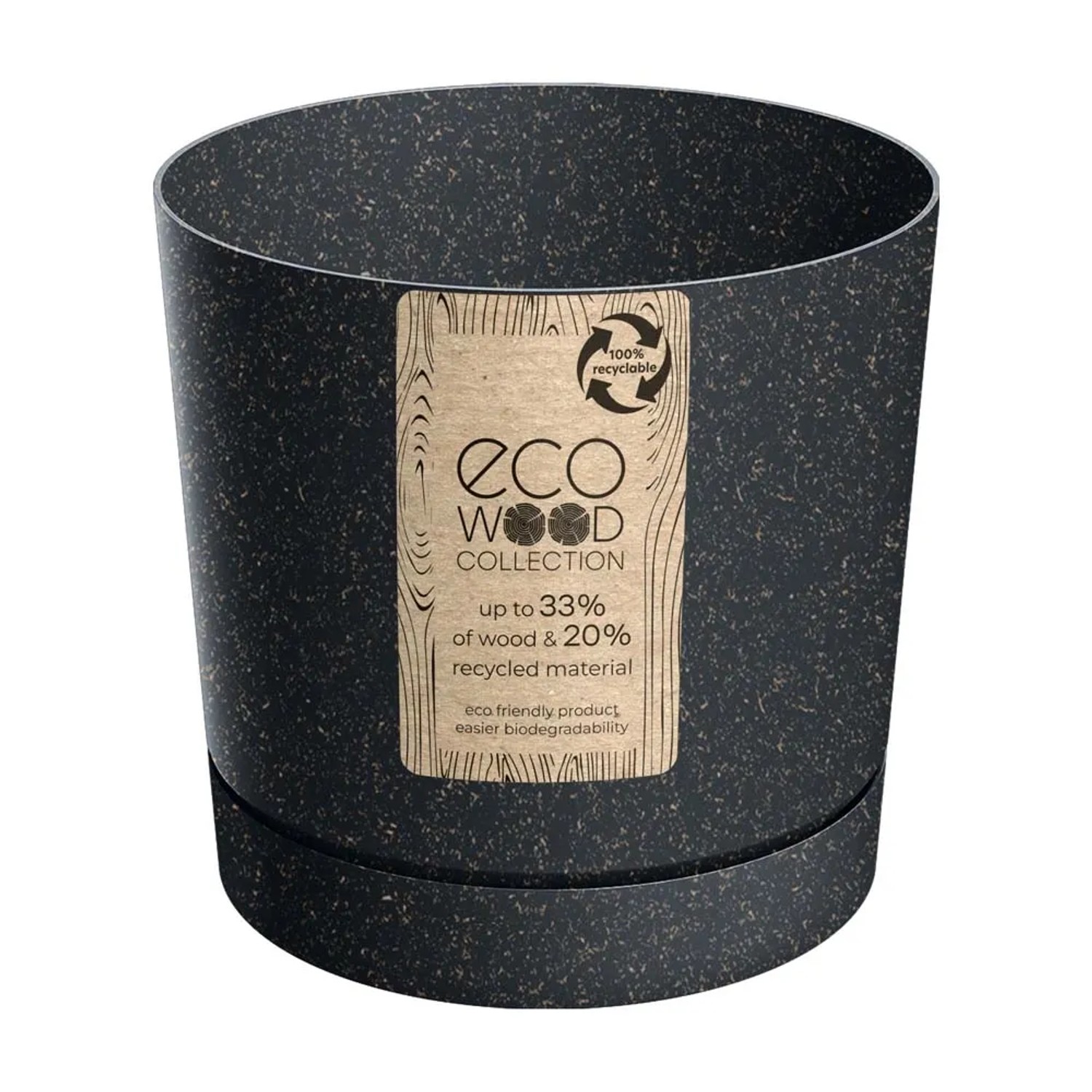 Prosperplast Doniczka Tubo P Wood antracyt - 20 cm