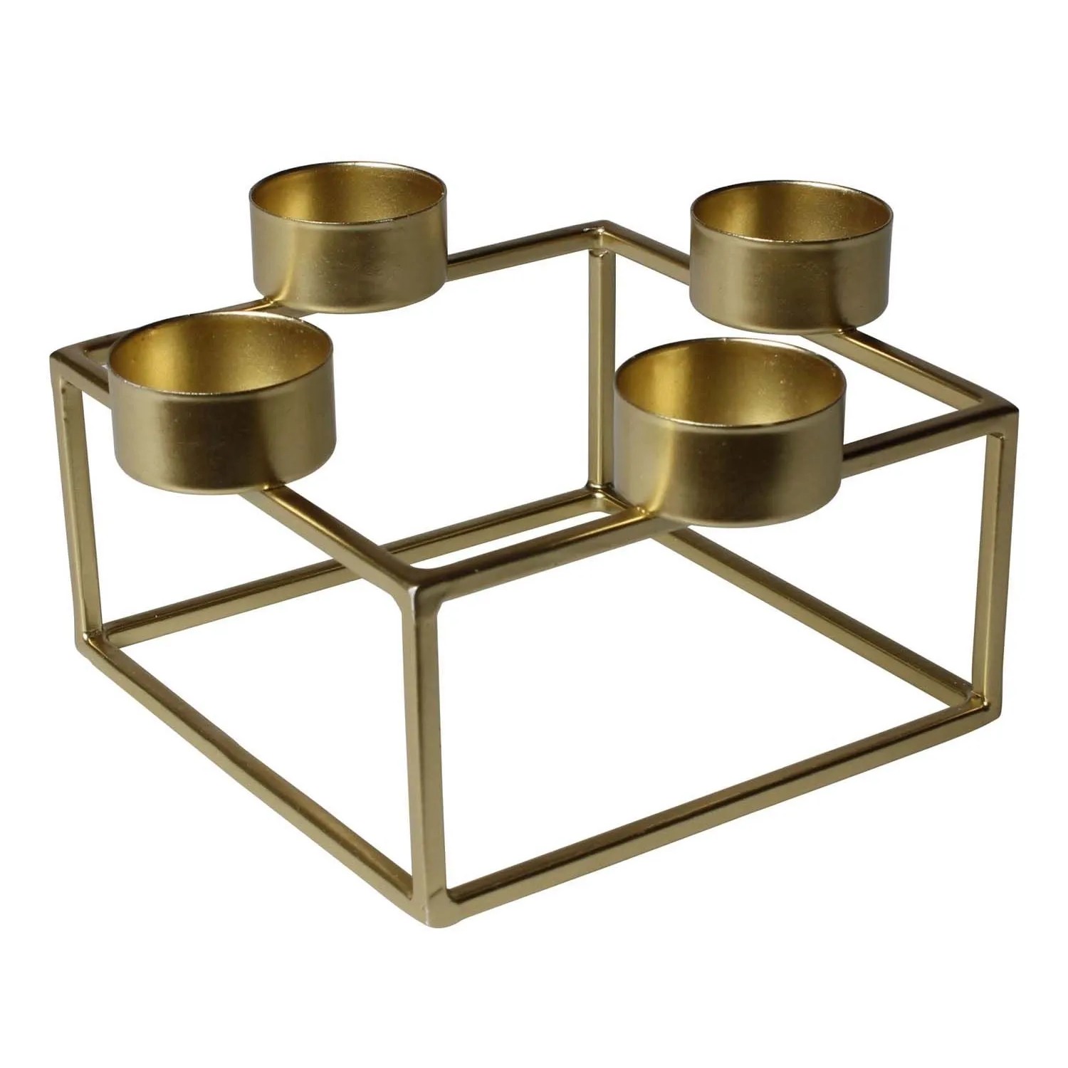 Splendid Świecznik metalowy NELI 17 x 17 x 8 cm złoty