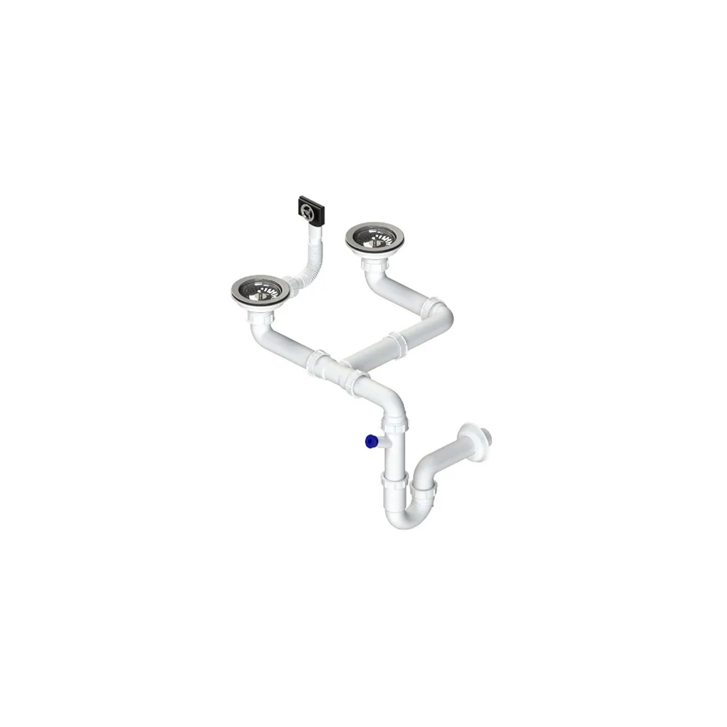 Syfon do zlewu 2-komorowego d115 2xprzelew