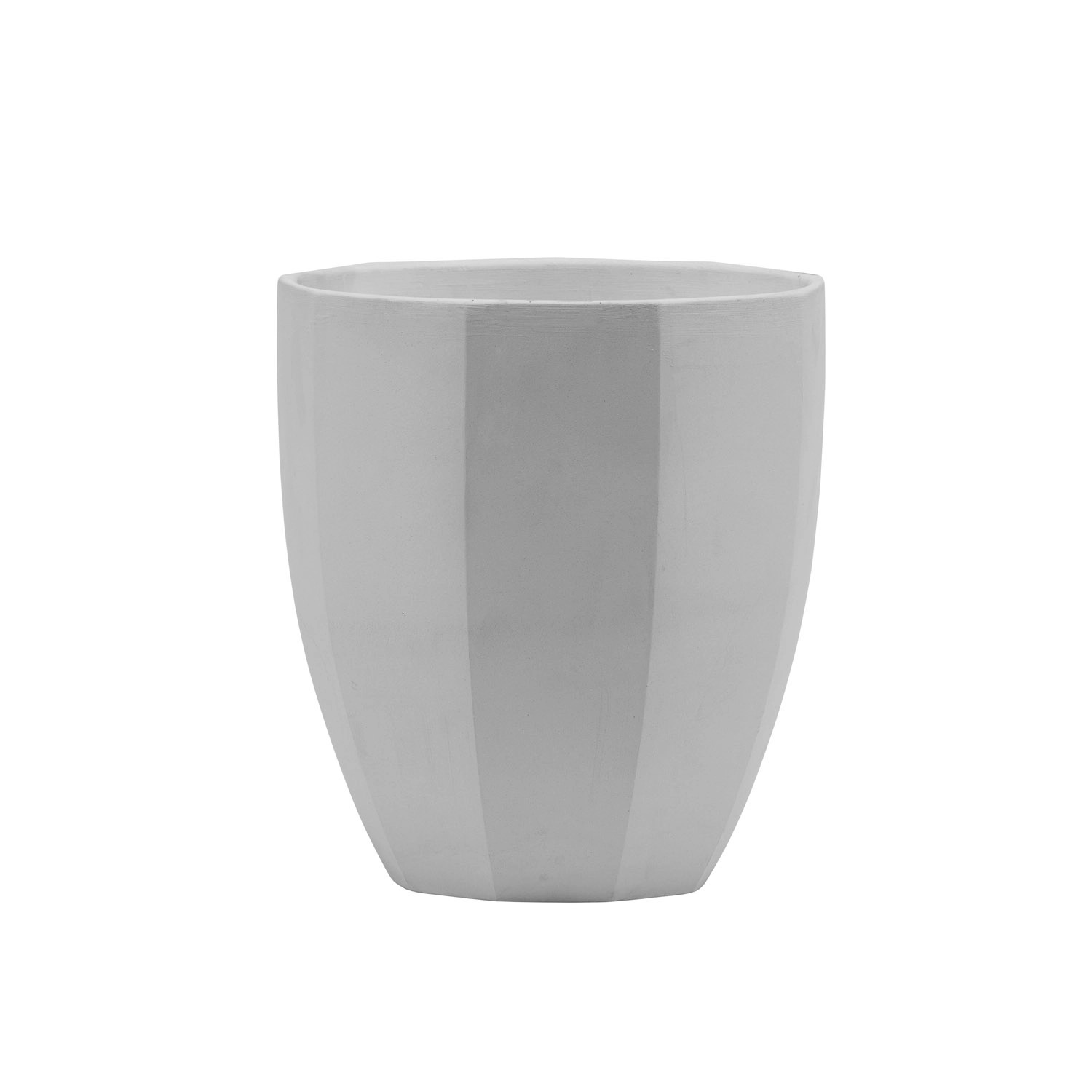Doniczka z podstawką Dwunastokąt szary mat - 16 cm