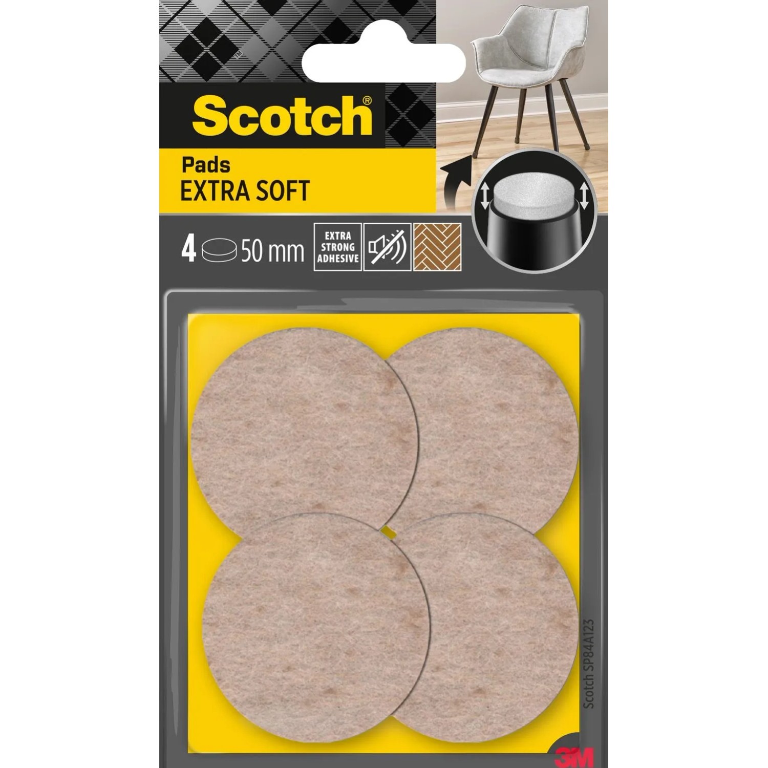 3M Scotch Podkładki wełniane samoprzylepne 50mm,4szt