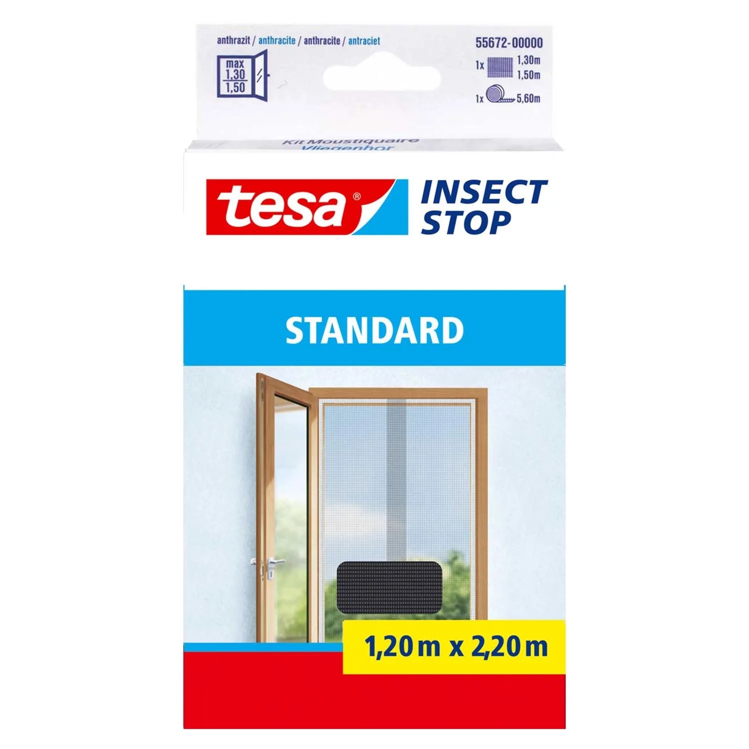 Tesa Moskitiera drzwiowa Standard czarna - 65 x 220 cm