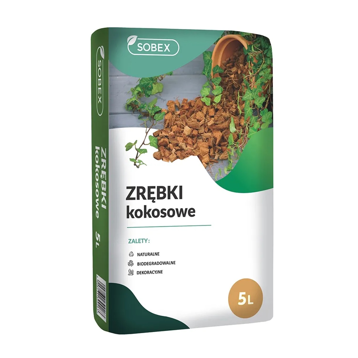 Zrębki kokosowe frakcja 1,2-2,4 cm - 5 l