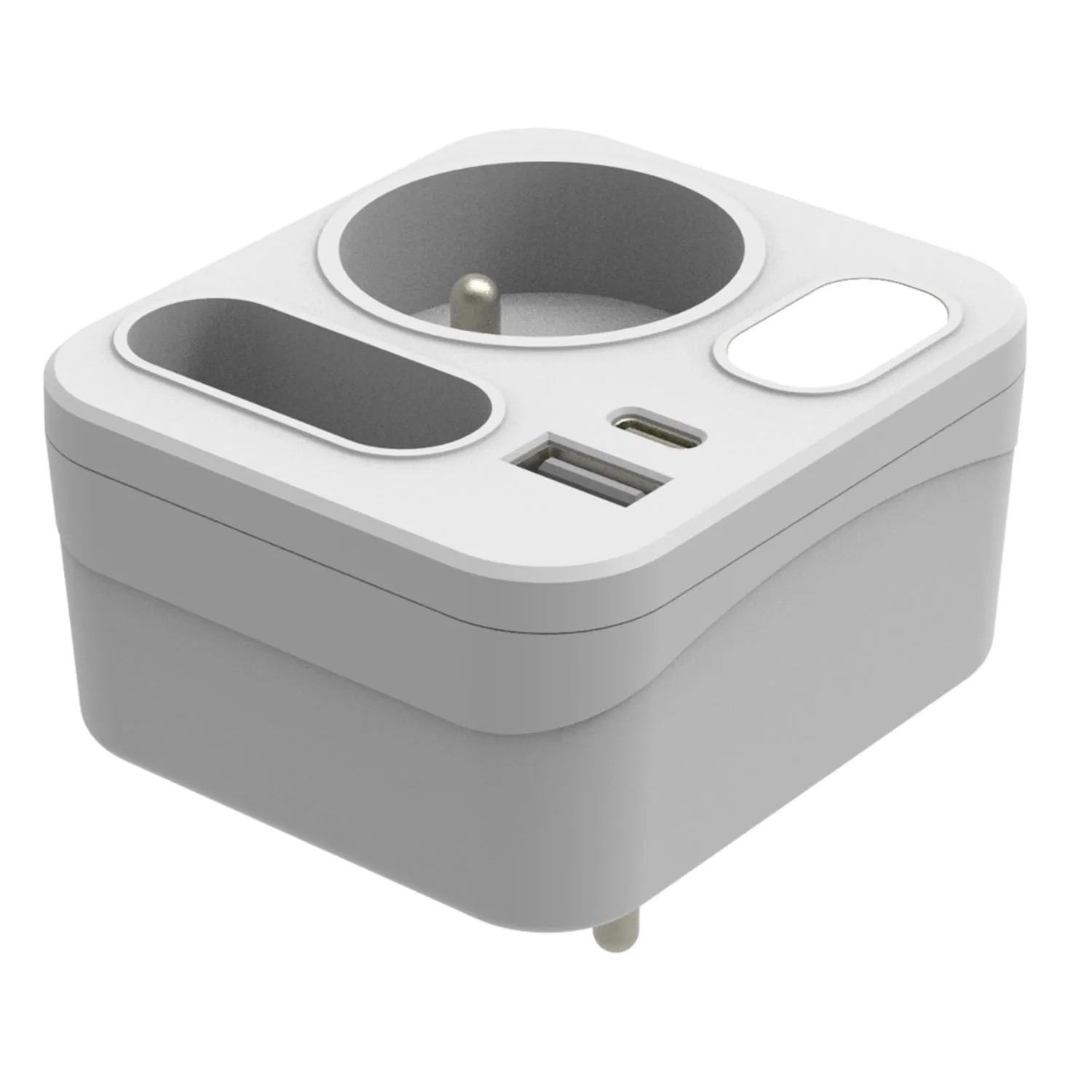 Düwi Rozgałęźnik 2 x 2P+Z USB A+C MARINA ze światełkiem orientacyjnym biały