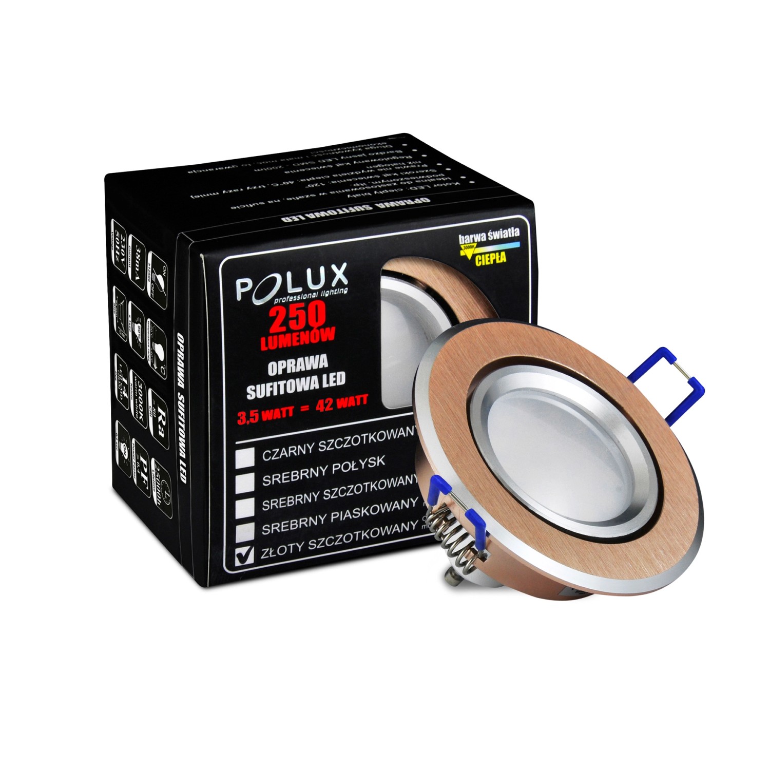 Polux Oczko sufitowe LED OLAL złote 3,5W GU10