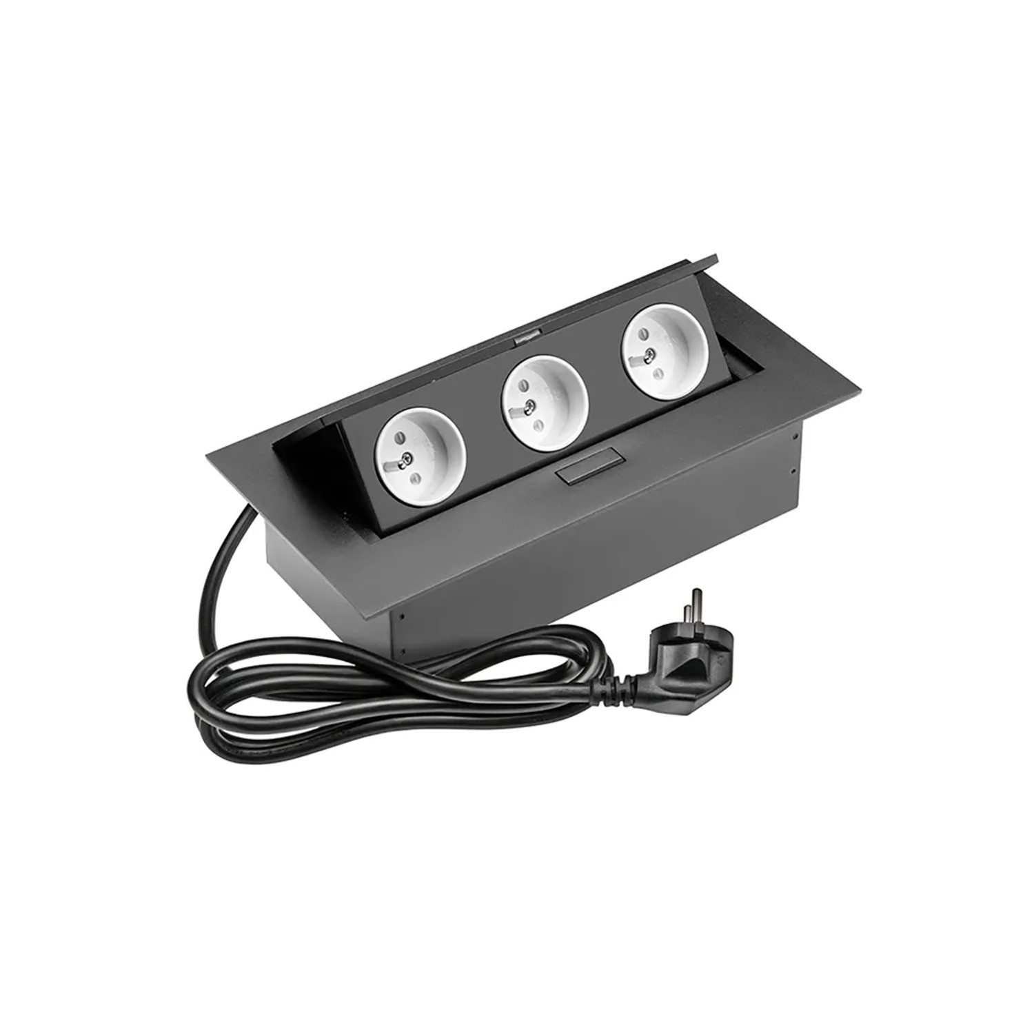 GTV Przedłużacz biurkowy wpuszczany 3 gniazdka czarny 266 x 130 x 65 cm