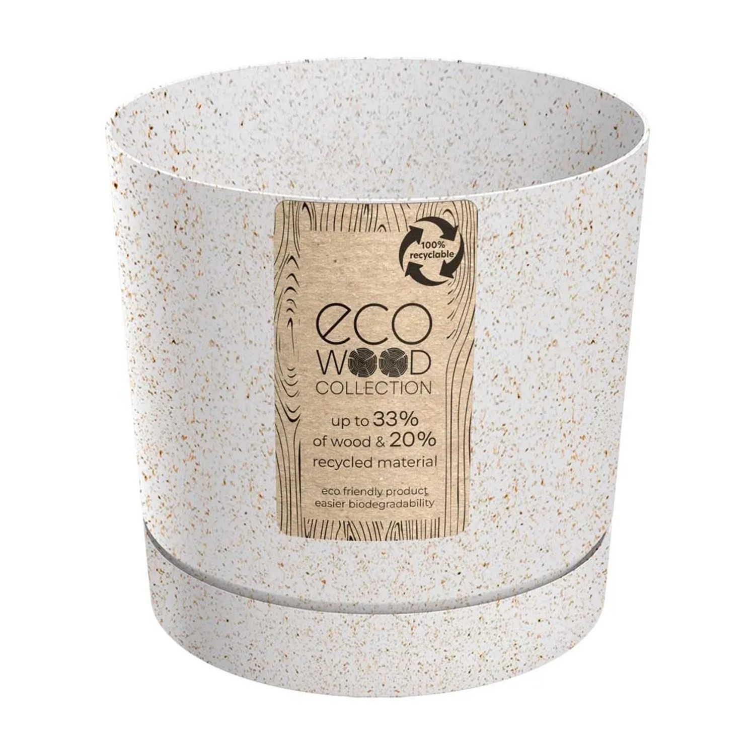 Prosperplast Doniczka Tubo P Wood biała - 18 cm