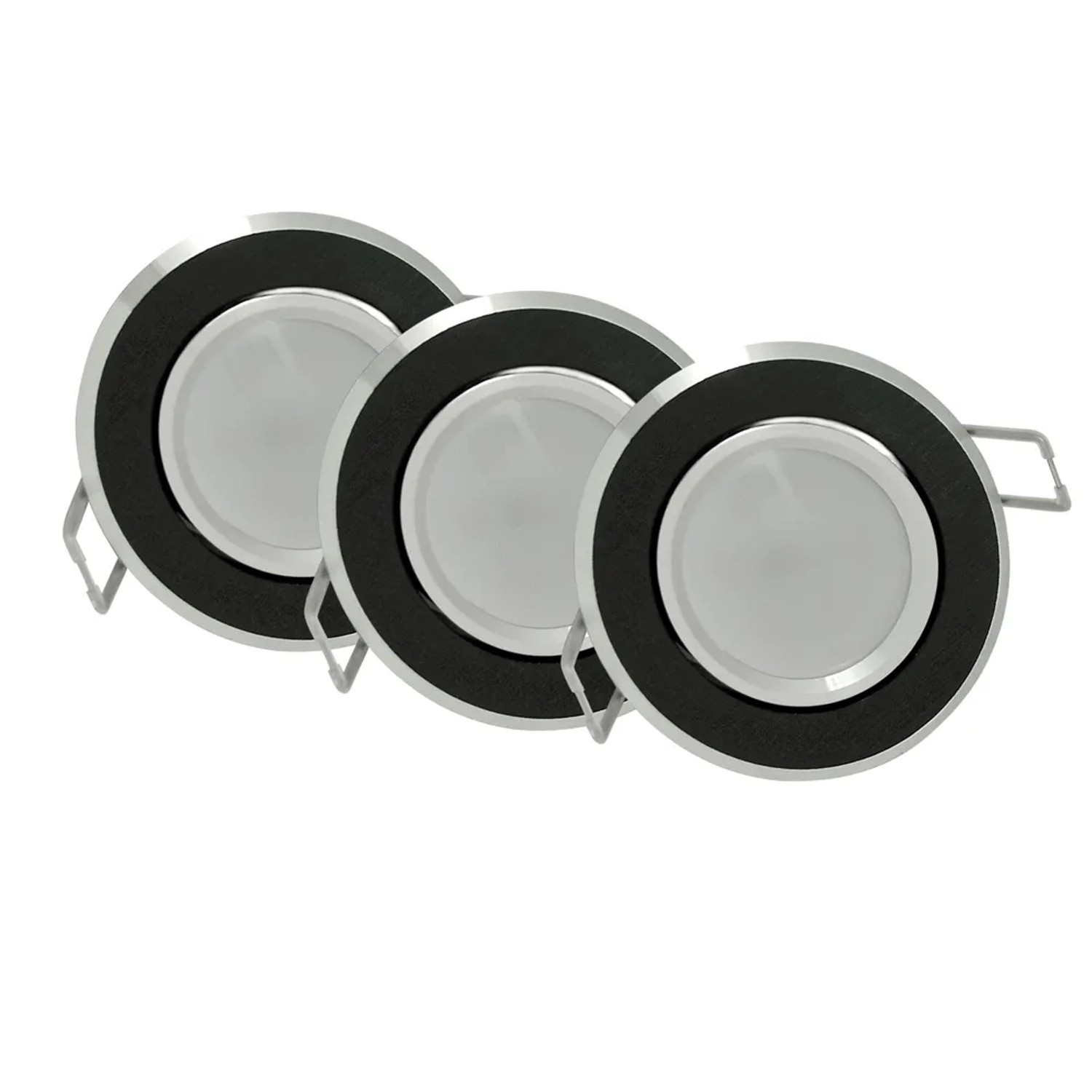 Polux Zestaw oczek ruchomych LED SUN OLAL czarne szczotkowane 3x3,5W GU10