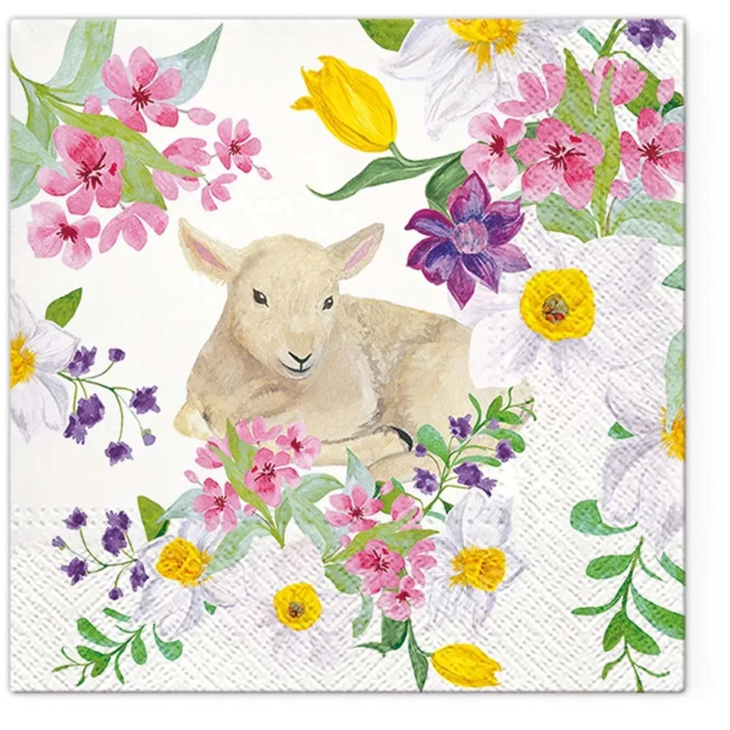 Serwetki LAMB IN FLOWERS - 33 x 33 cm