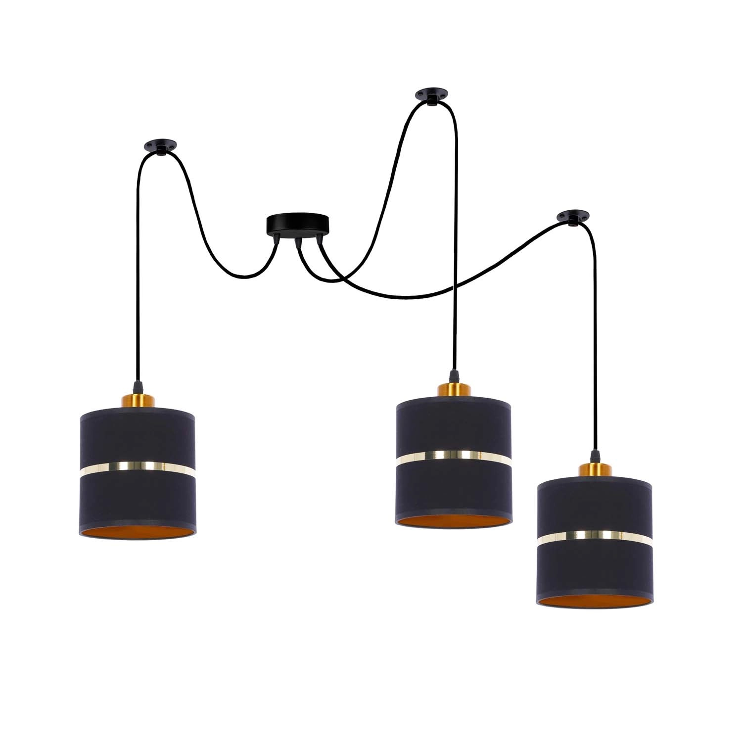 Candellux Lampa wisząca MASAN 3xE27 60W czarno-złota