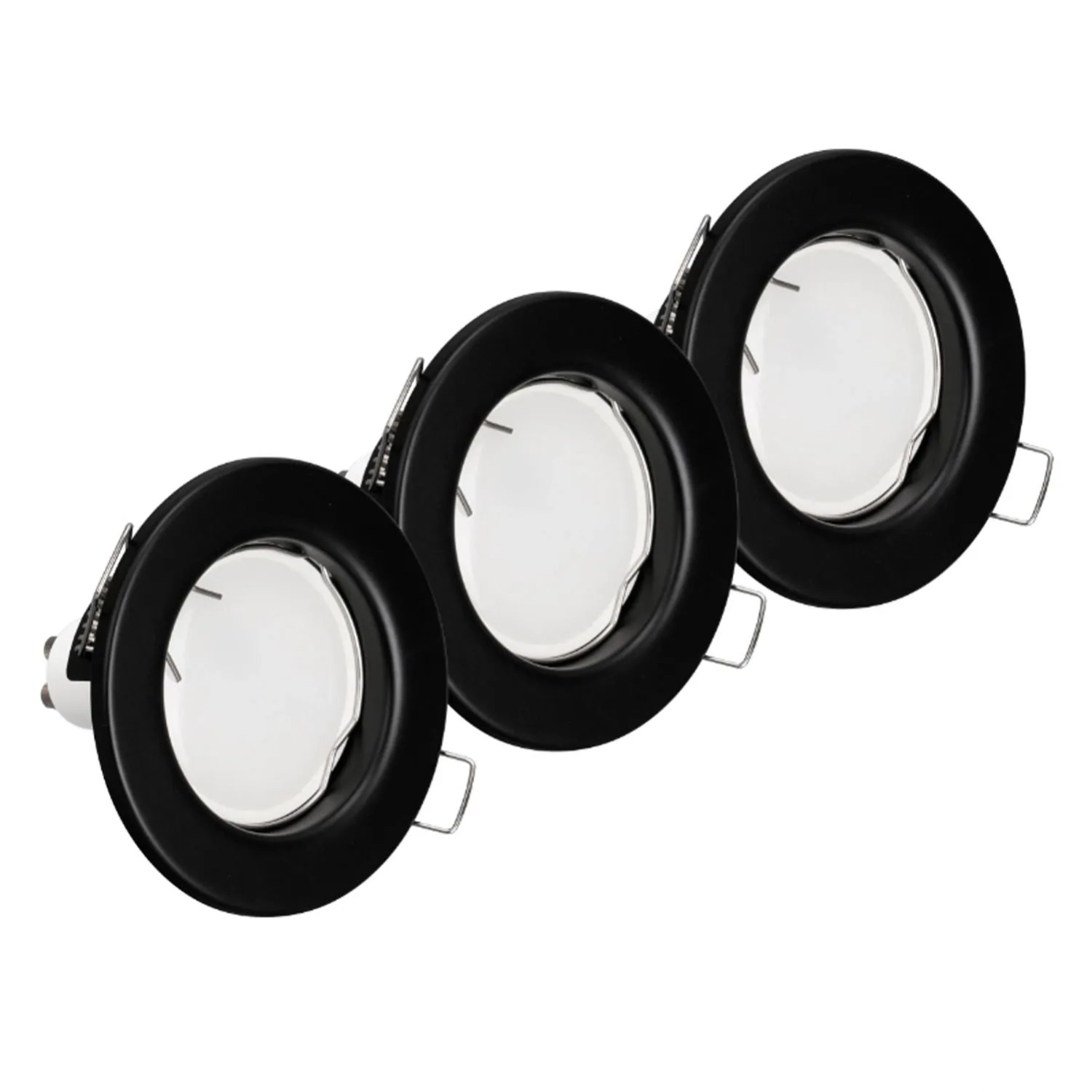 DPM Oprawy sufitowe okrągłe GU10 3,5W 3000K 250lm czarne 3-pak.