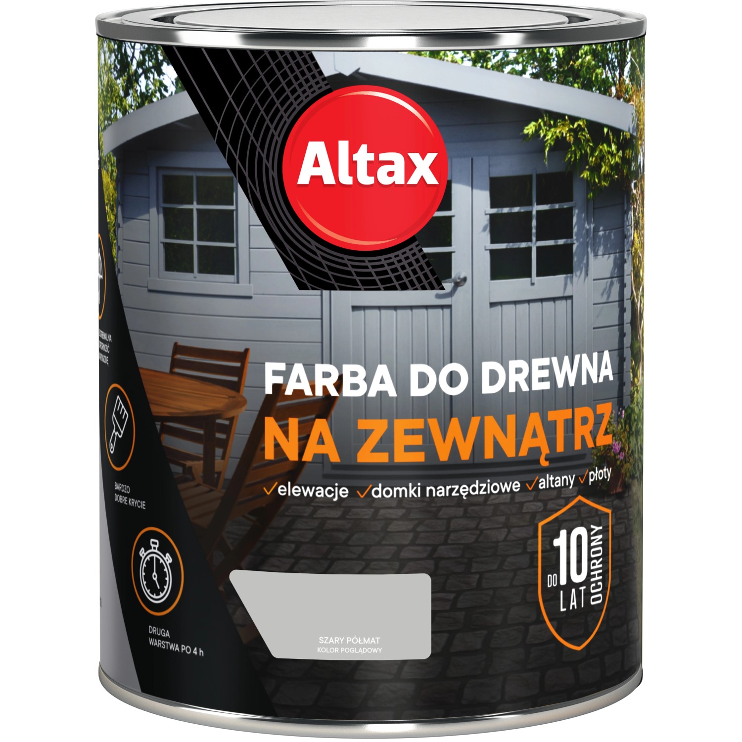 Altax Farba do drewna zewnętrzna szary 750 ml