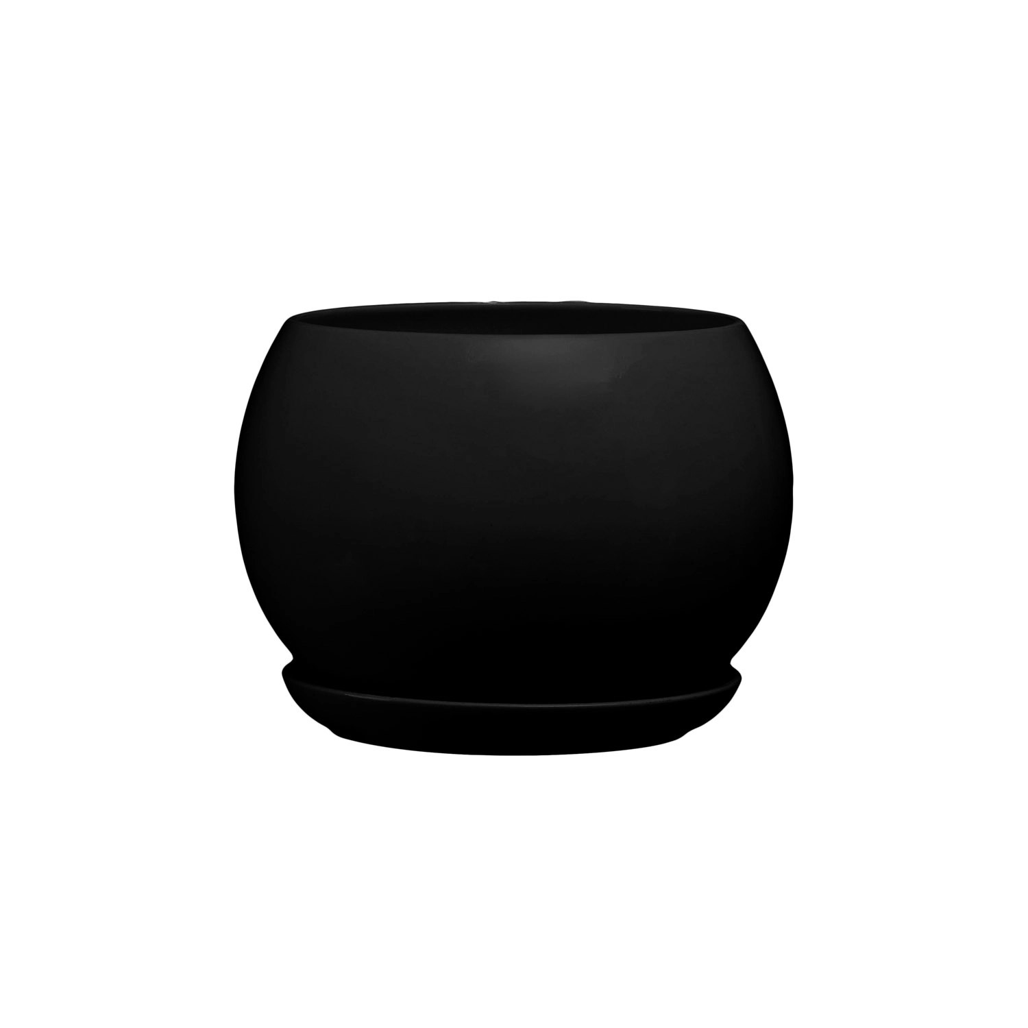Doniczka z podstawką Kula czarny mat - 21 cm
