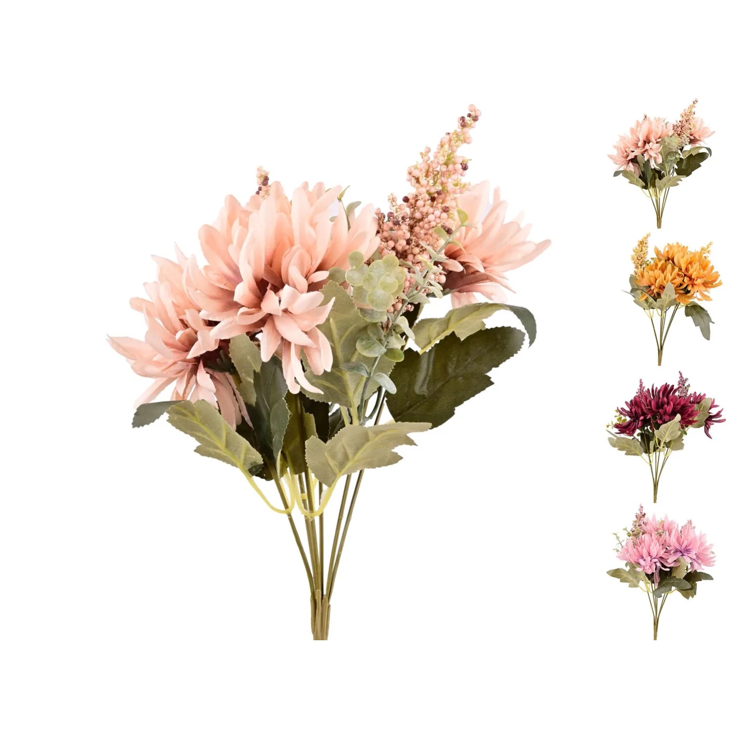 Chryzantema sztuczna bukiet 6 gałązek, mix kolorów - dł. 30 cm