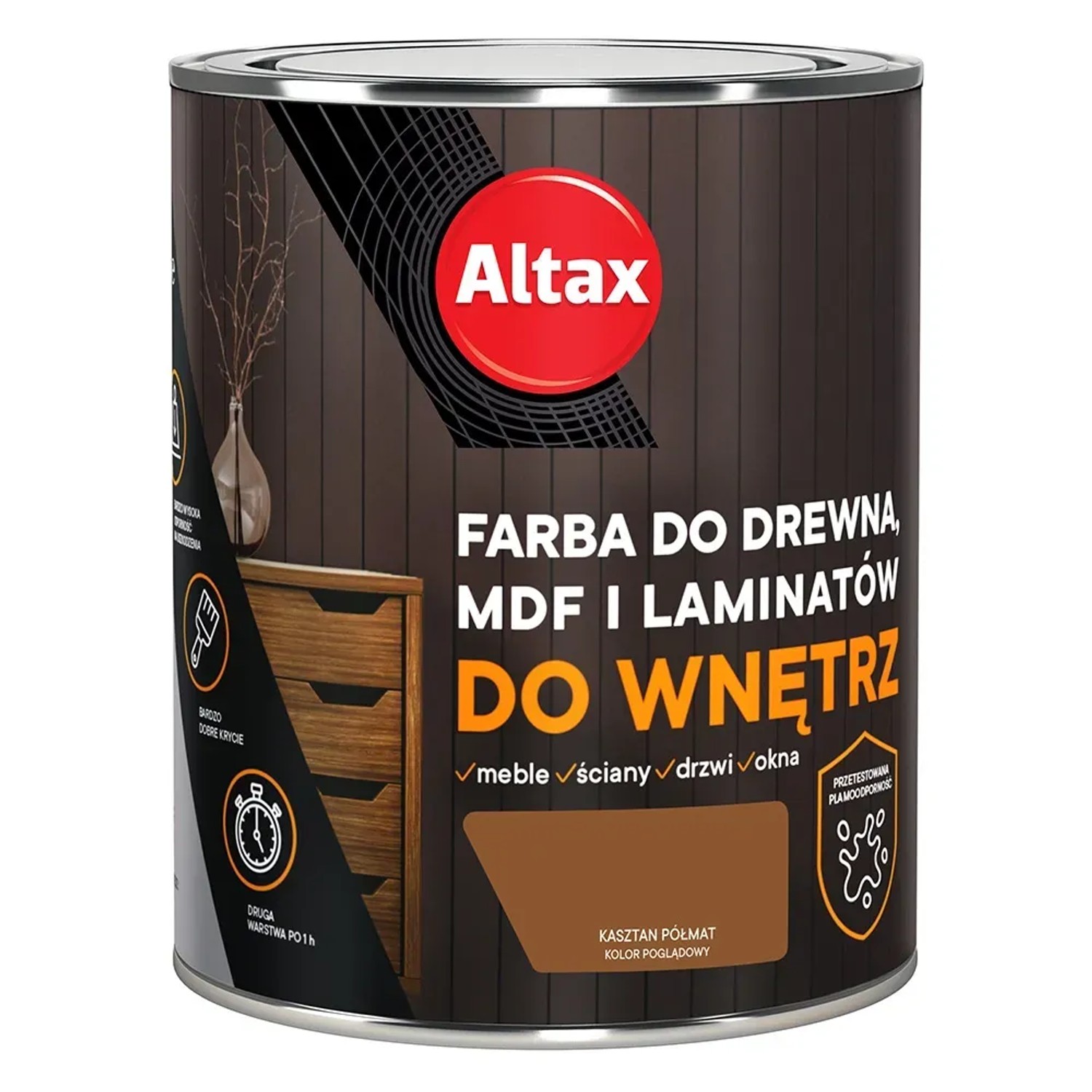 Farba do drewna ALTAX do wnętrz kasztan 750 ml