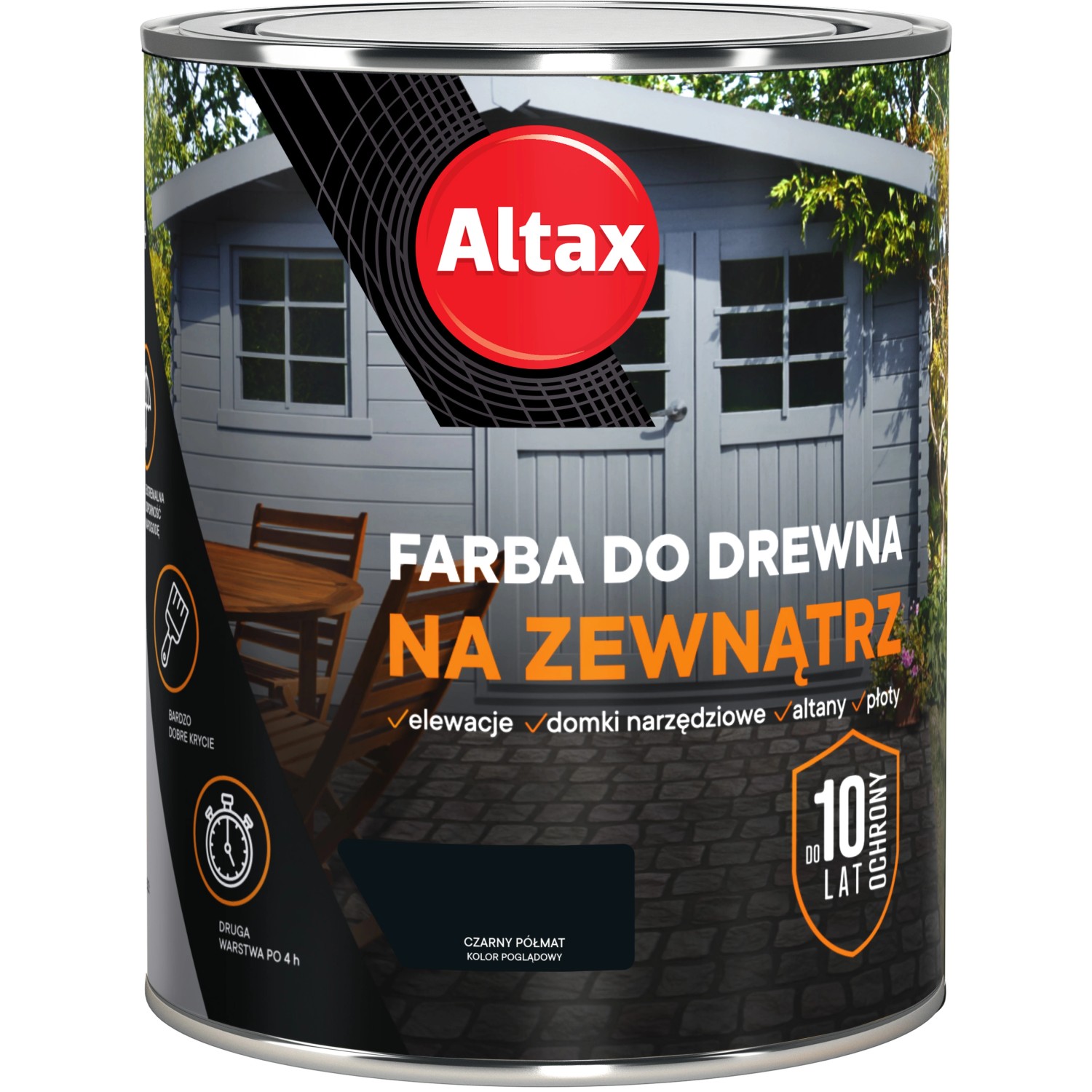 Altax Farba do drewna zewnętrzna czarny półmat 750 ml
