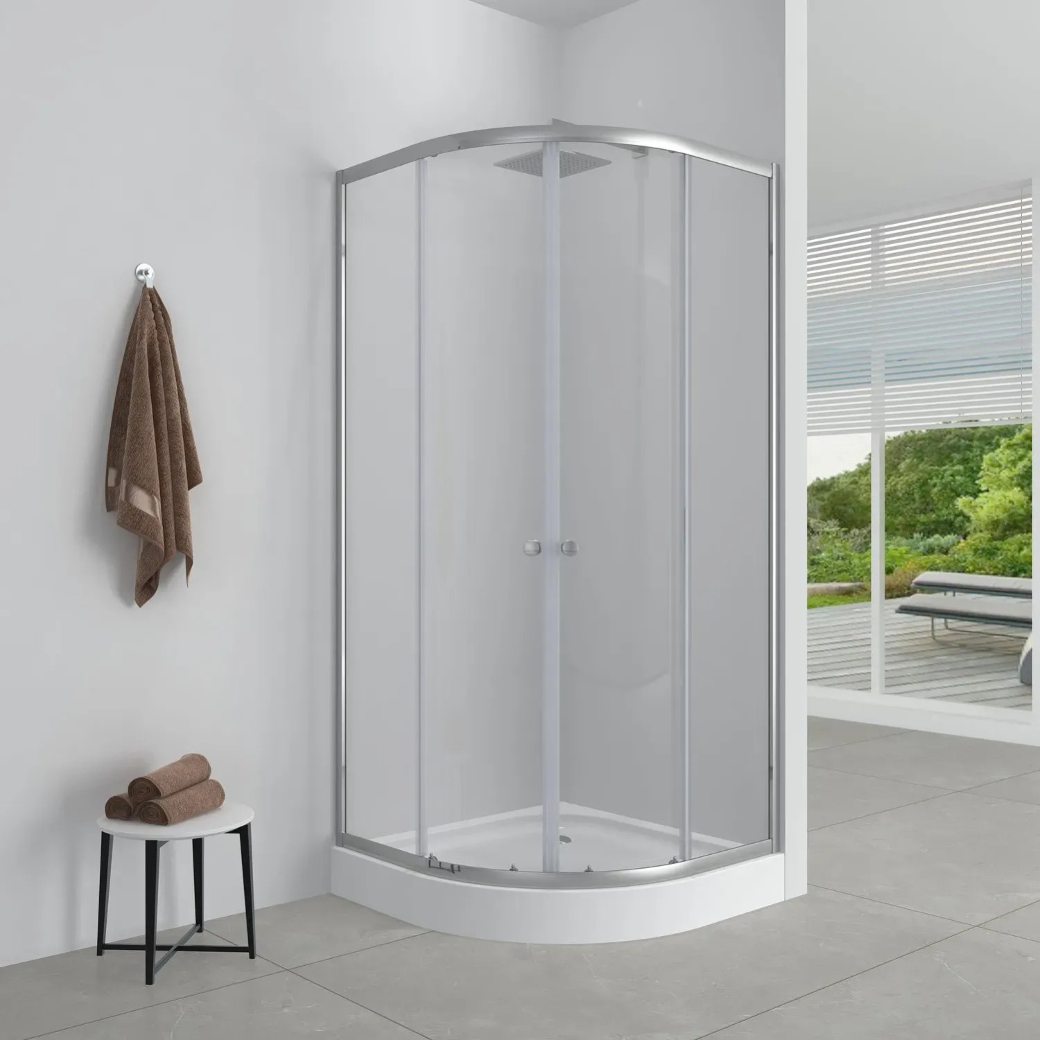 Metro Kabina półokrągła Sierra 90 chrom brodzik niski 90 x 90 x 197