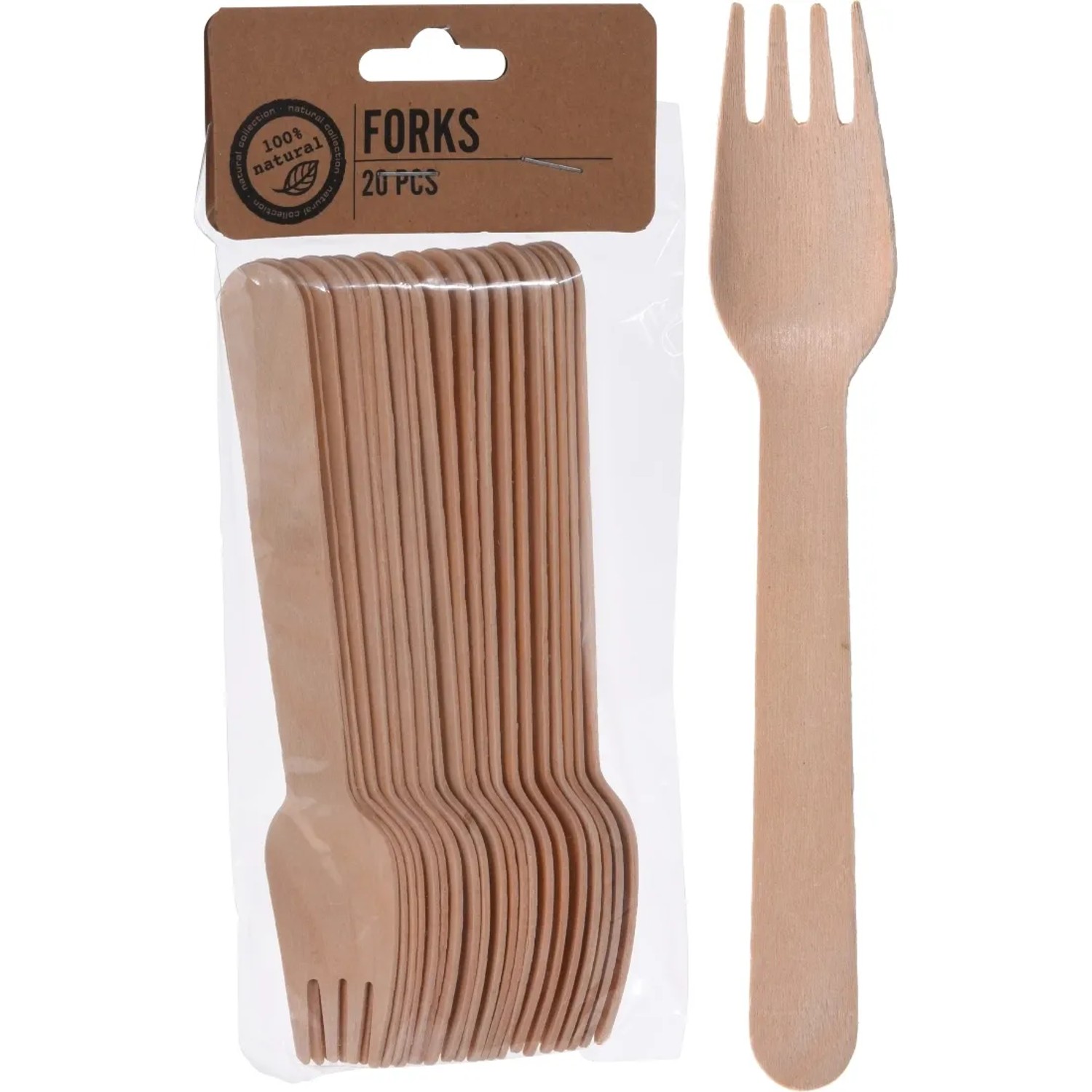 Widelec drewniany 16 cm - 20 sztuk