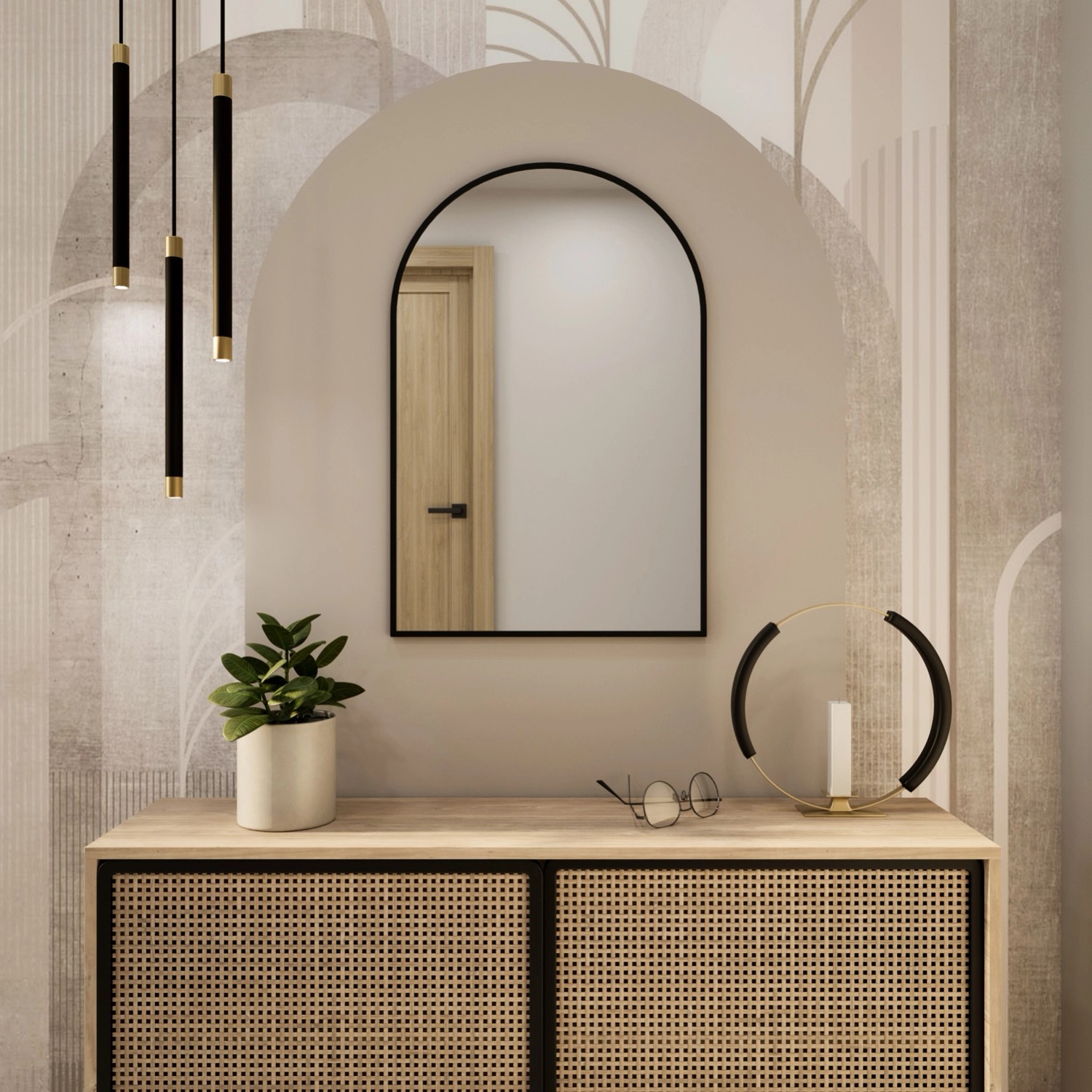 Lustro Pastille Cut Czarne Bez led 90x50