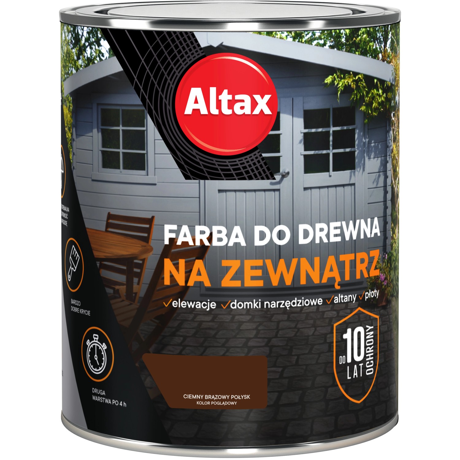 Altax Farba do drewna zewnętrzna ciemny brązowy 750 ml