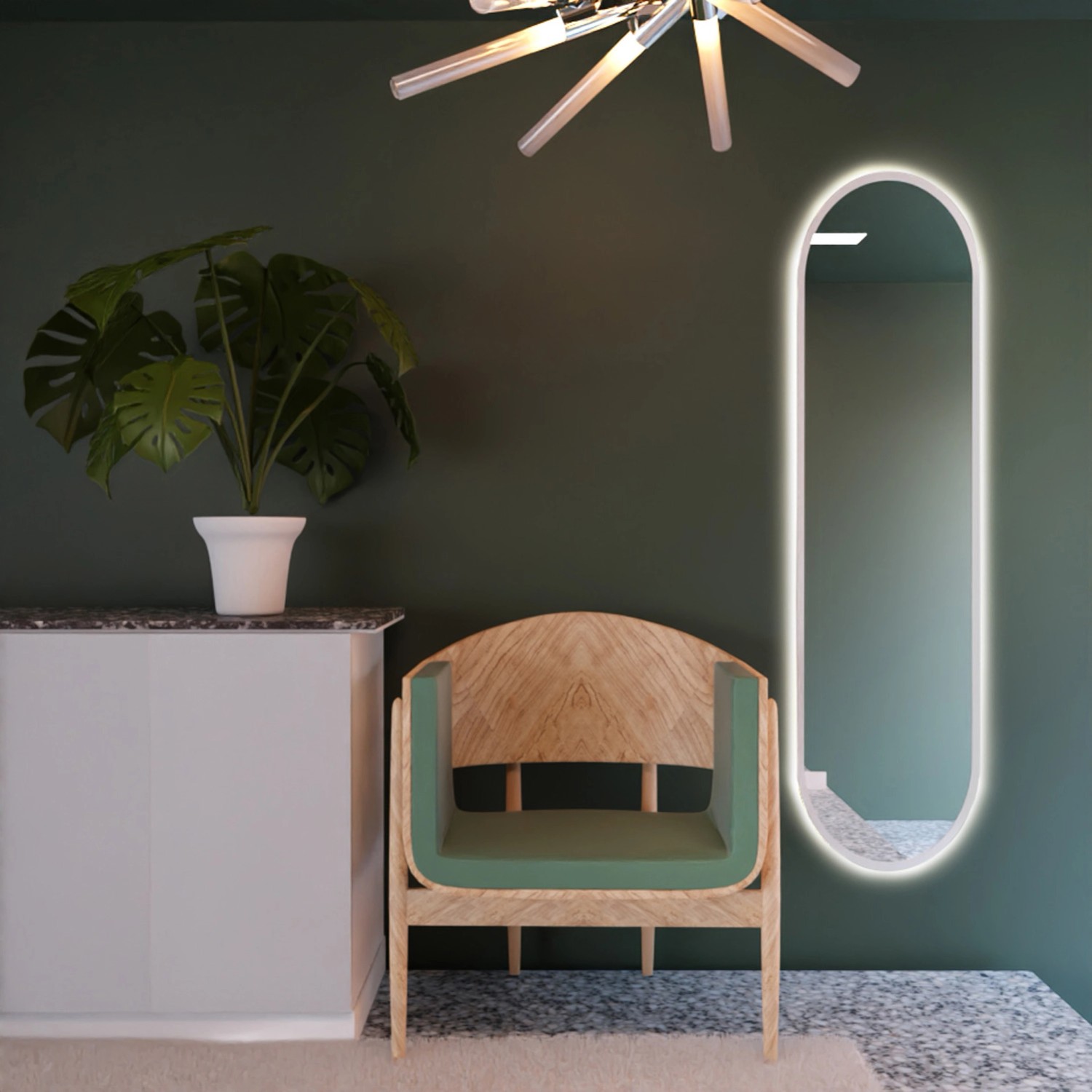 Lustro LED Pastille Białe Zimne 100x50