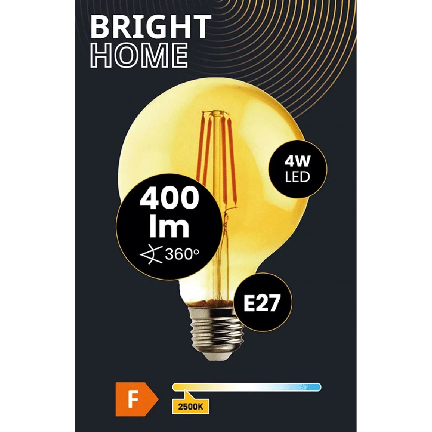 Bright Home Żarówka filamentowa G80 E27 4W 2500K 400lm bursztyn