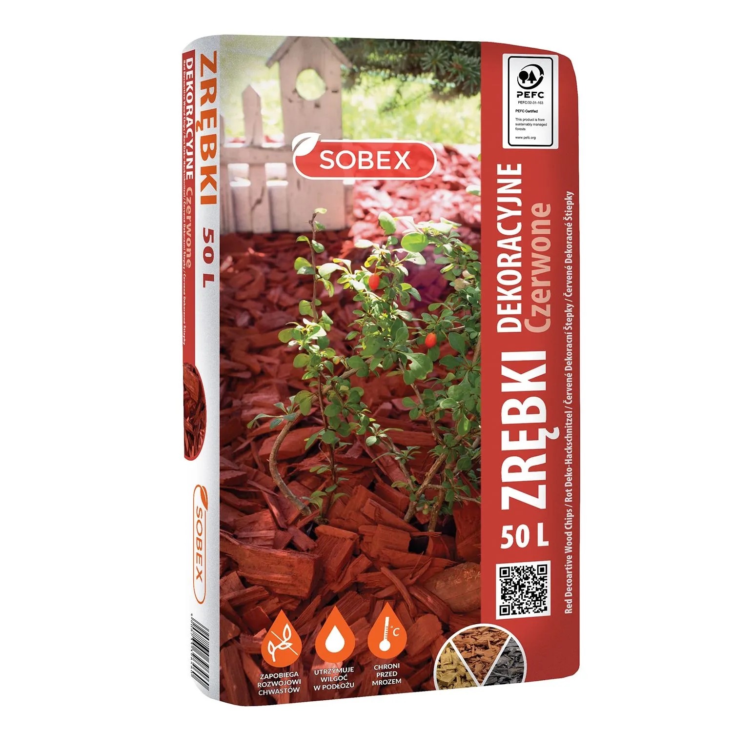 Zrębki dekoracyjne czerwone - 50 l