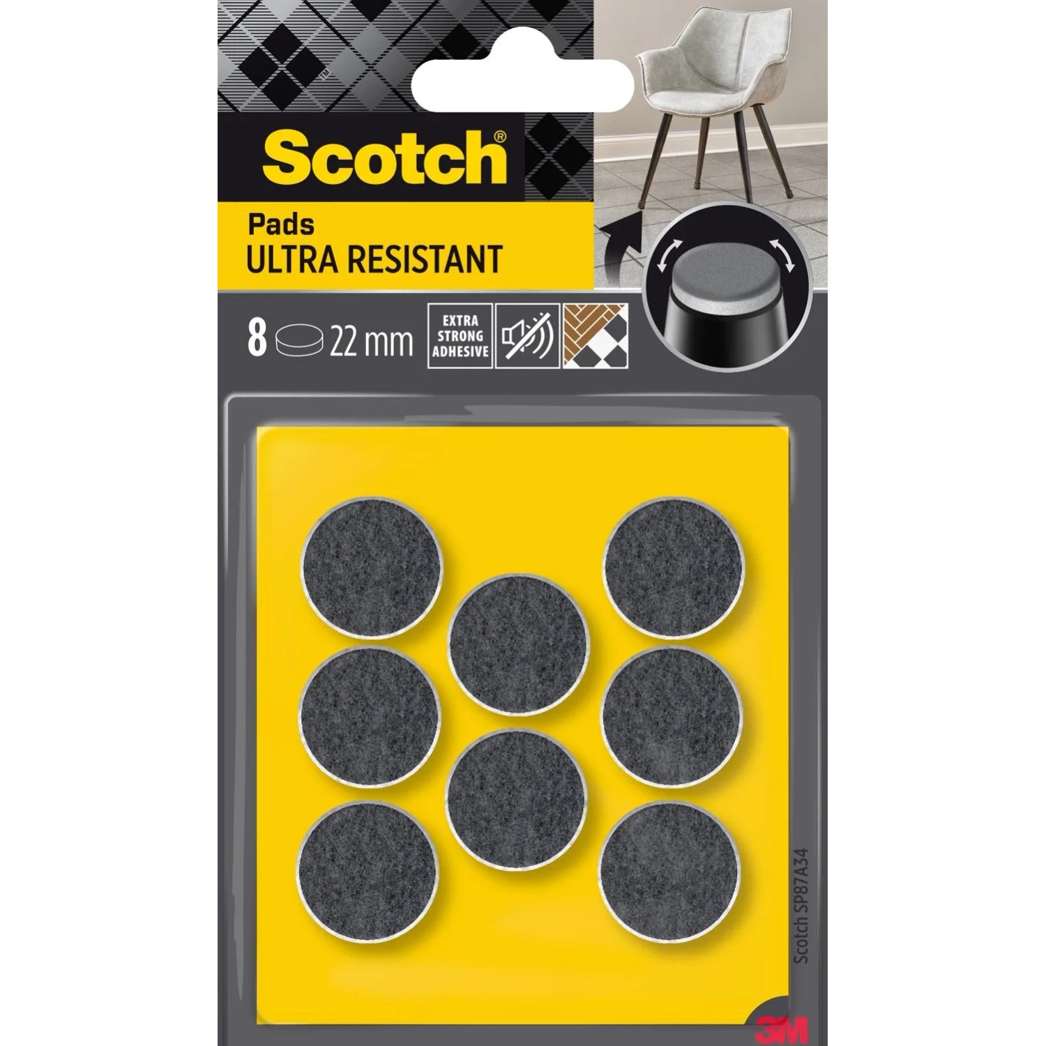 3M Scotch Podkładki filcowe ultra odporne 22mm,8szt