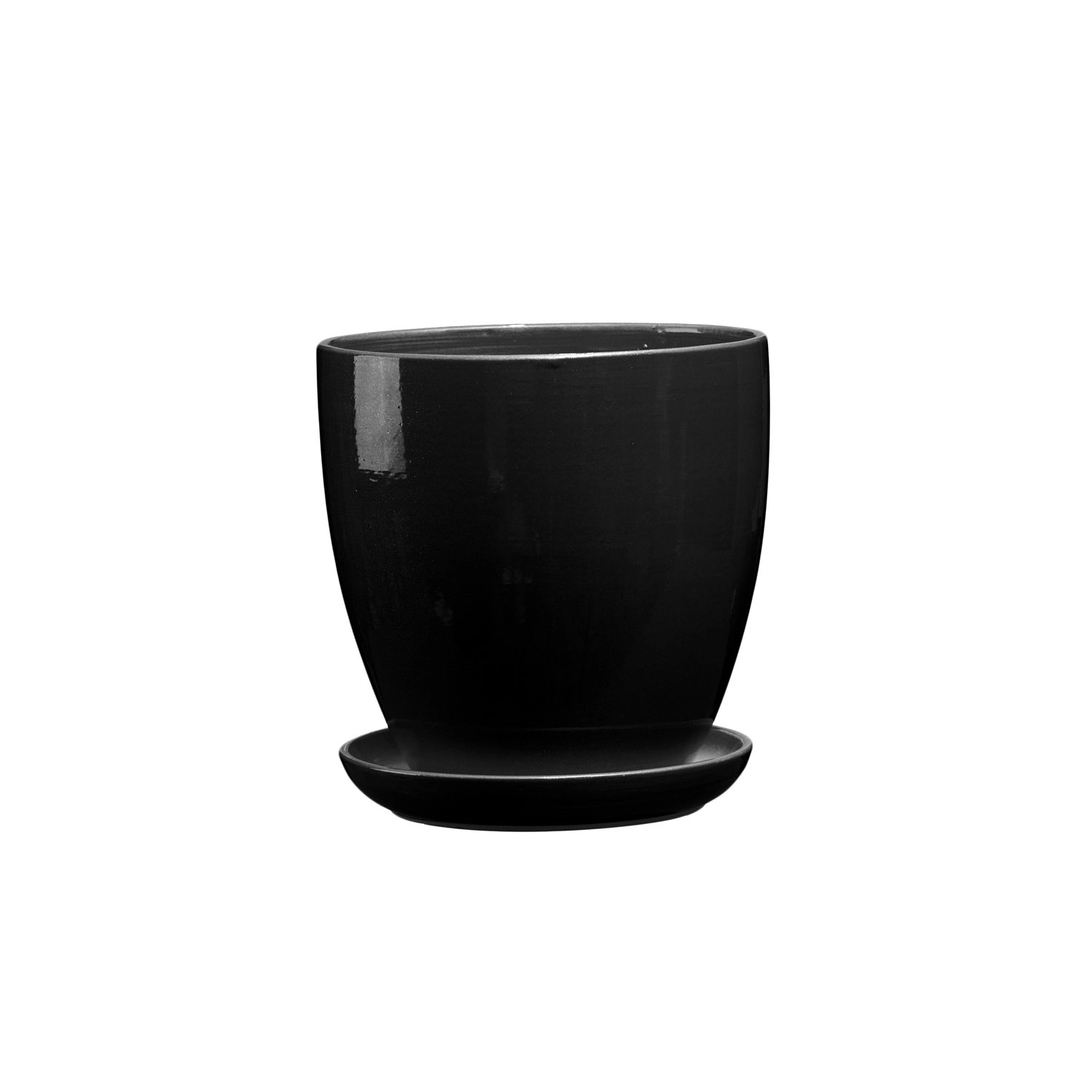 Doniczka z podstawką Klasyczna czarny połysk - 25,5 cm