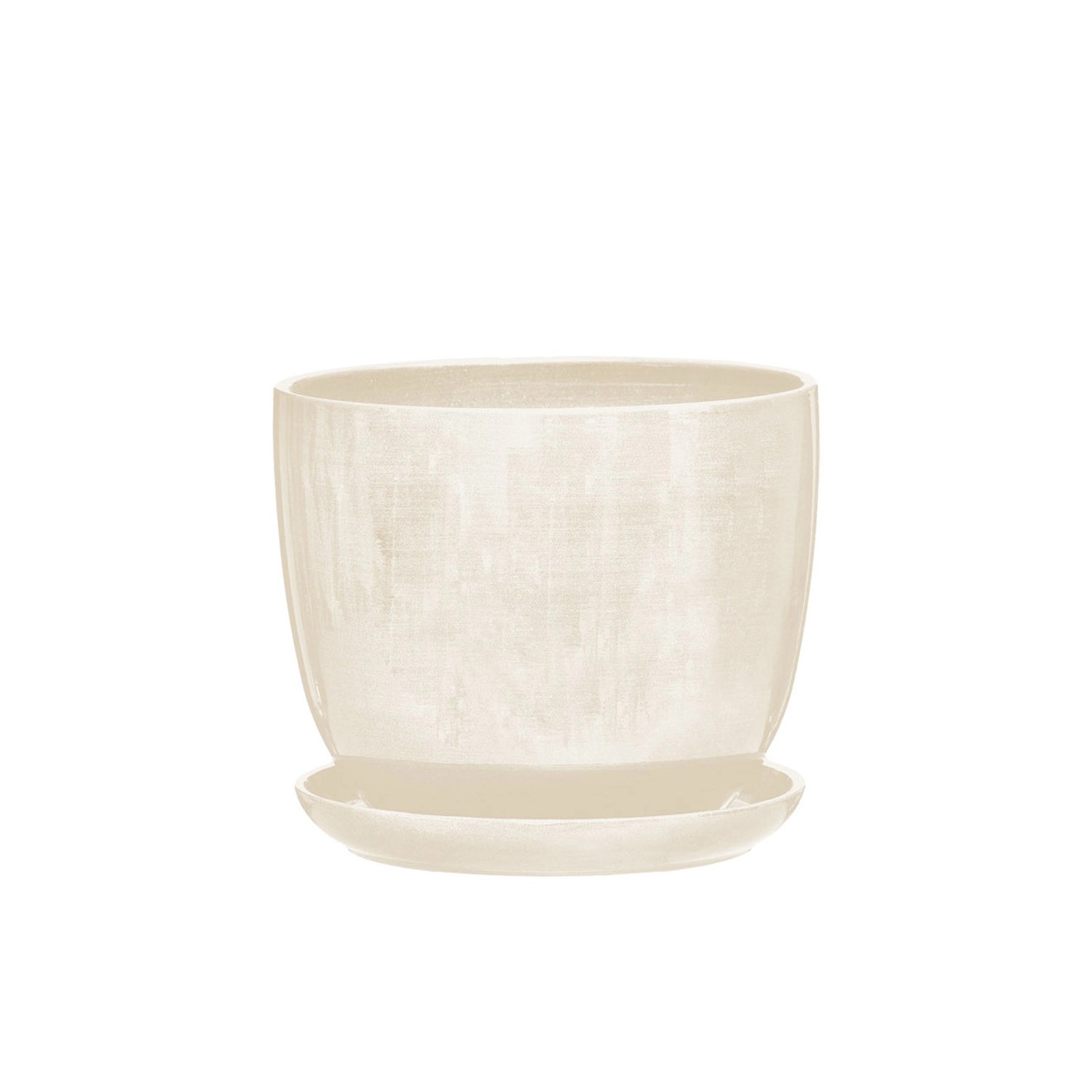 Doniczka z podstawką Sofia kremowy mat - 14 cm