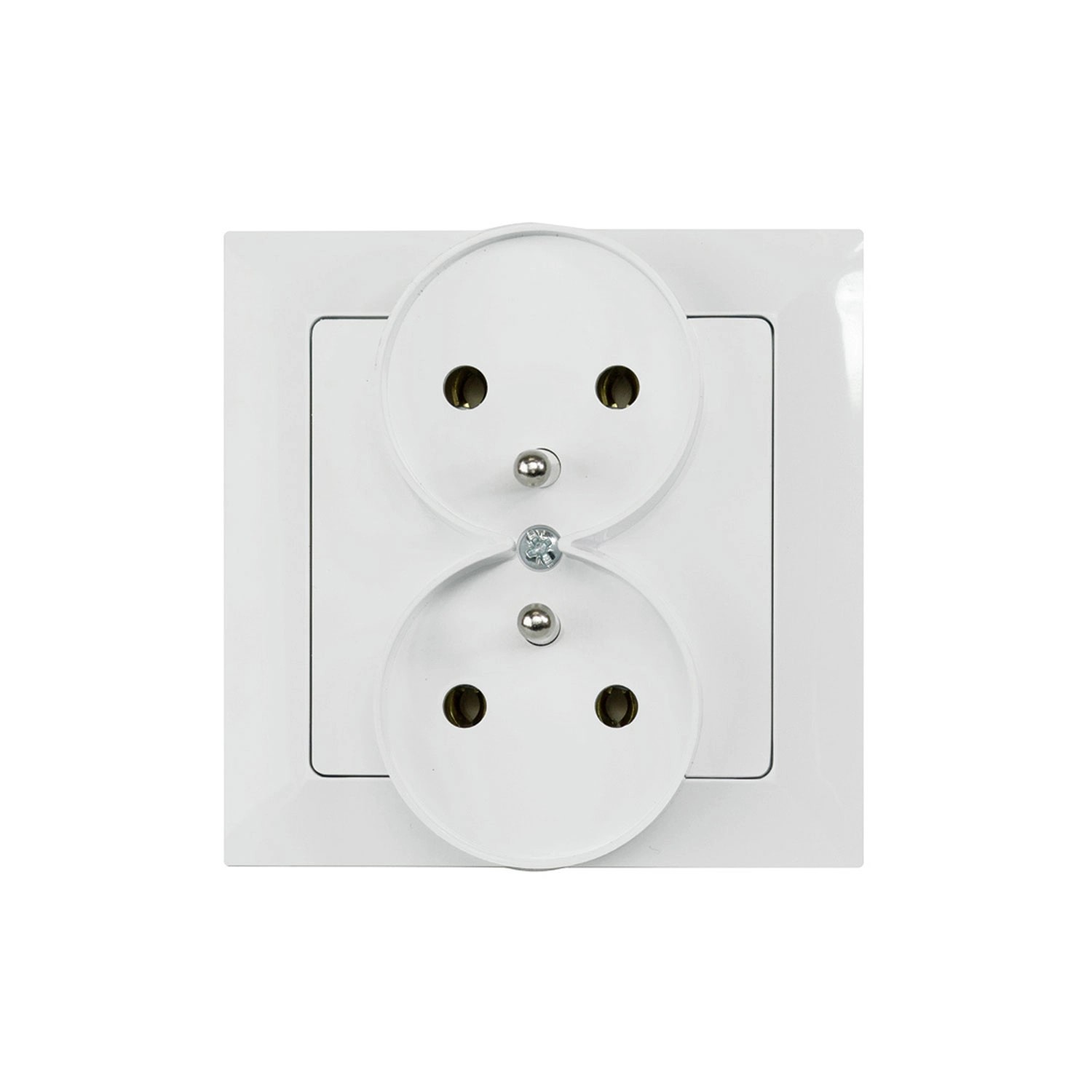 Düwi Gniazdo Pola podwójne z uziemieniem białe