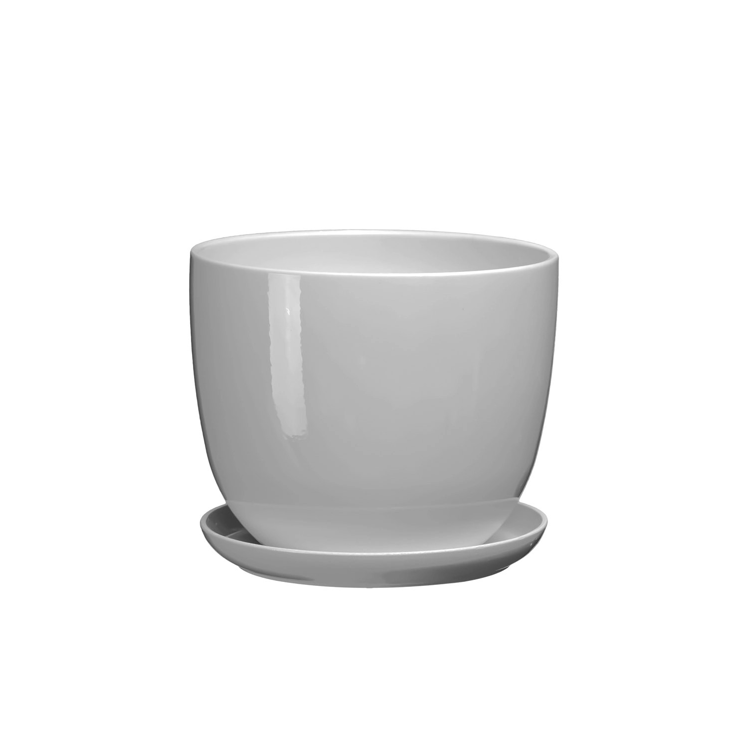 Doniczka z podstawką Sofia szary połysk - 37 cm