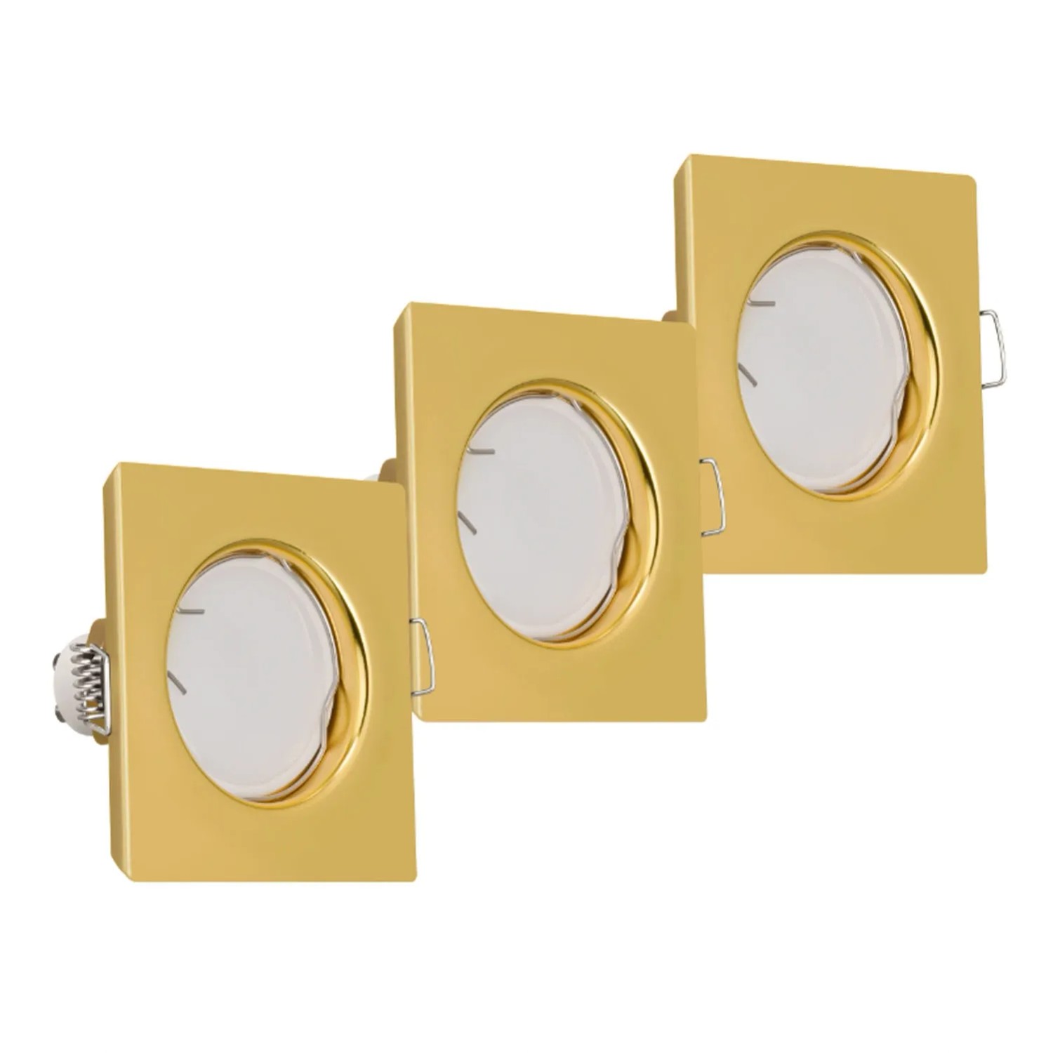 DPM Oprawy sufitowe kwadratowe GU10 3,5W 3000K 250lm złote 3-pak