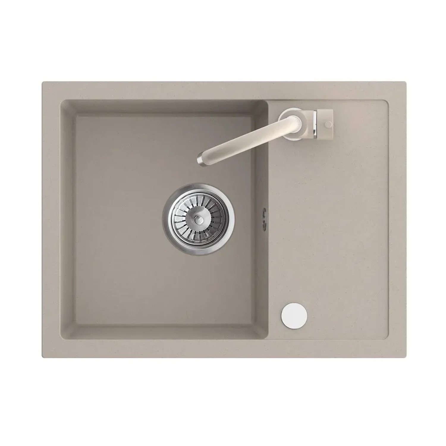 Zlewozmywak Piko 1-kom. z ociekaczem, baterią i syfonem, beżowy 58x44 cm