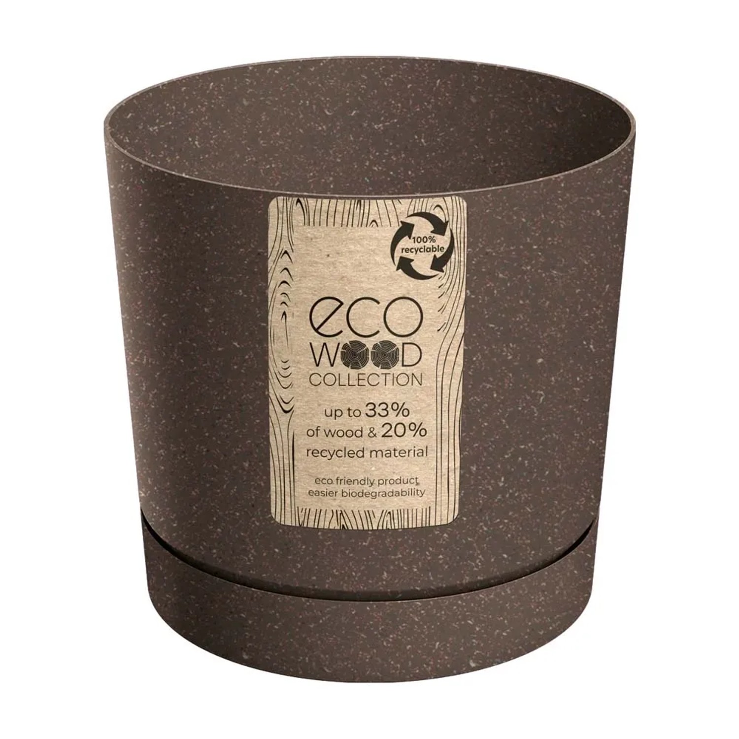 Prosperplast Doniczka Tubo P Wood kawa - 18 cm