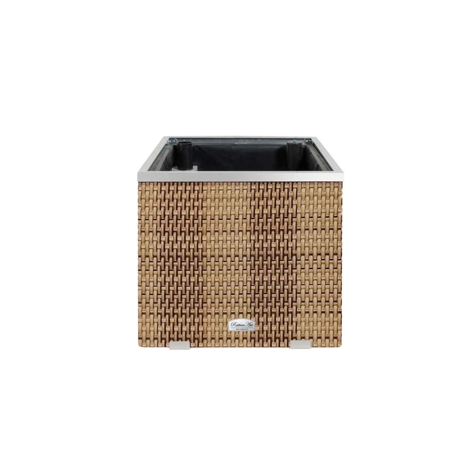 Donica rattanowa z nawodnieniem słomkowa - 50 x 50 x 43 cm