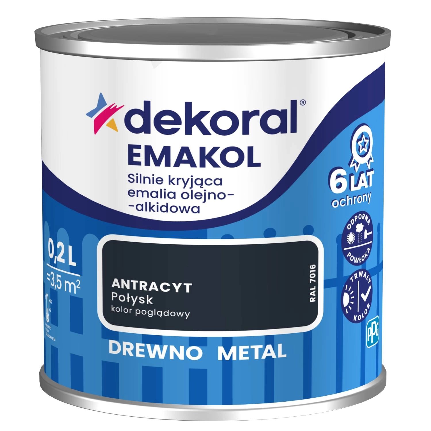 Dekoral Emalia Emakol Strong antracyt 0,2L
