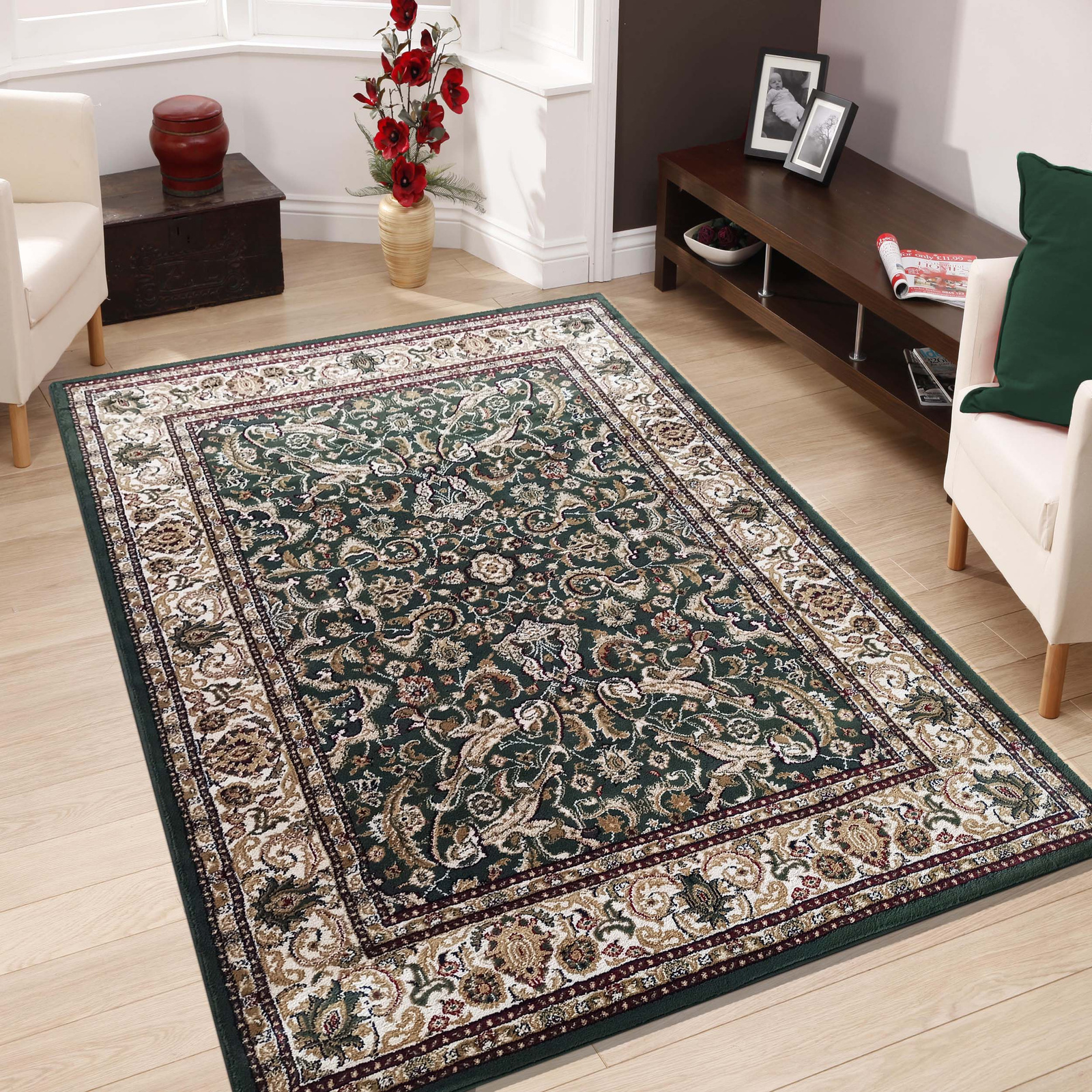 Dywan ekskluzywny zielony Kashmir New 02