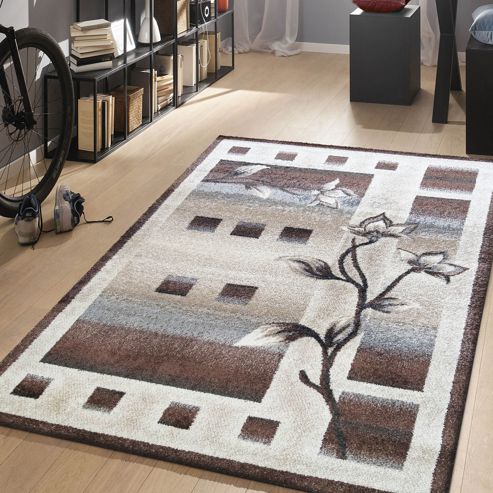 Dywan nowoczesny KOLORADO 02 brązowy kwiat