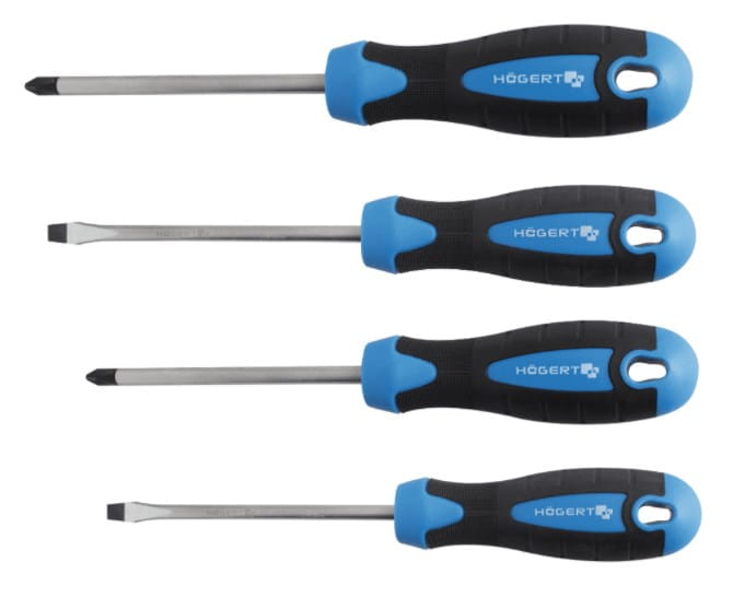 HOGERT WKRĘTAKI ZESTAW 4 SZT PŁASKIE I KRZYŻAKOWE STAL S2 / HT1S094