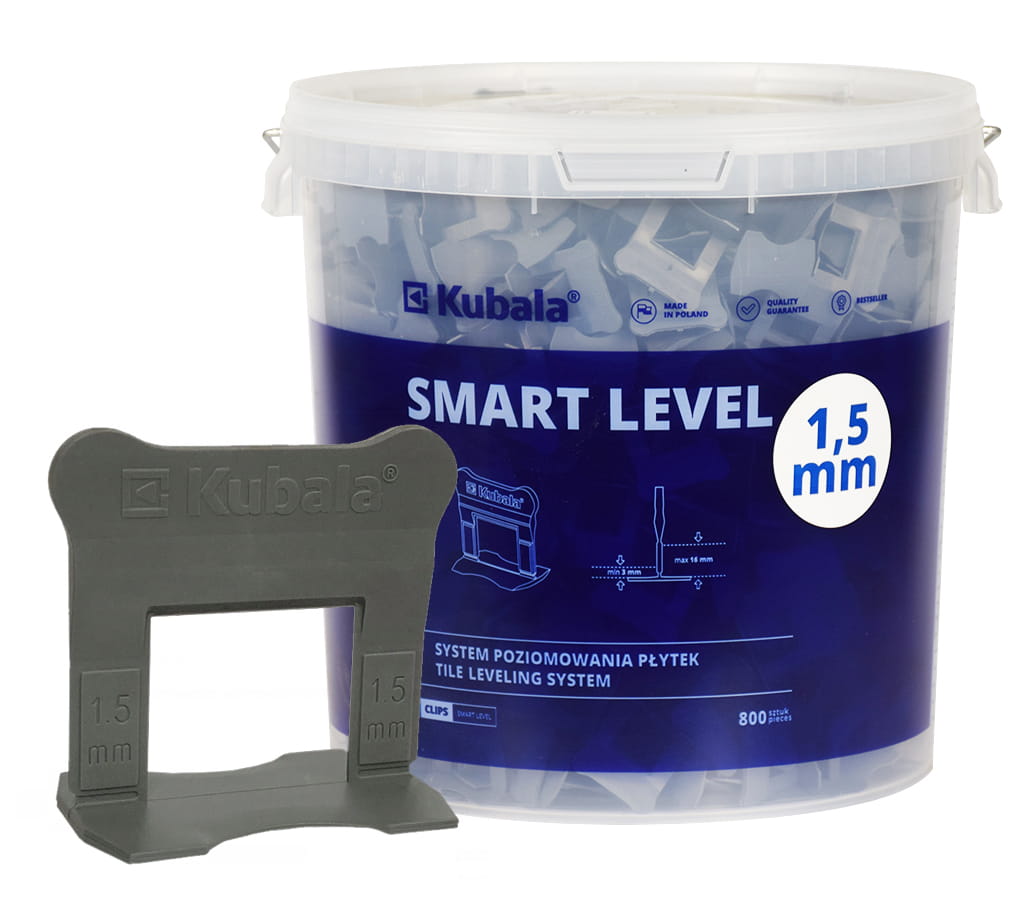 KUBALA KLIPSY 1,5MM SMART LEVEL (1869) 800SZT Z PROFESJONALNYM WIADREM 20L