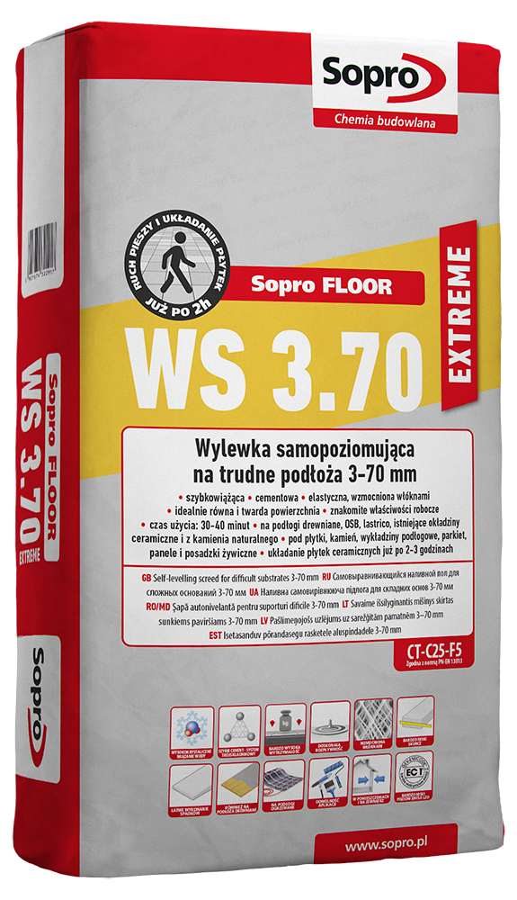 SOPRO WS 3.70 25KG CEMENTOWA WYLEWKA SAMOPOZIOMUJĄCA