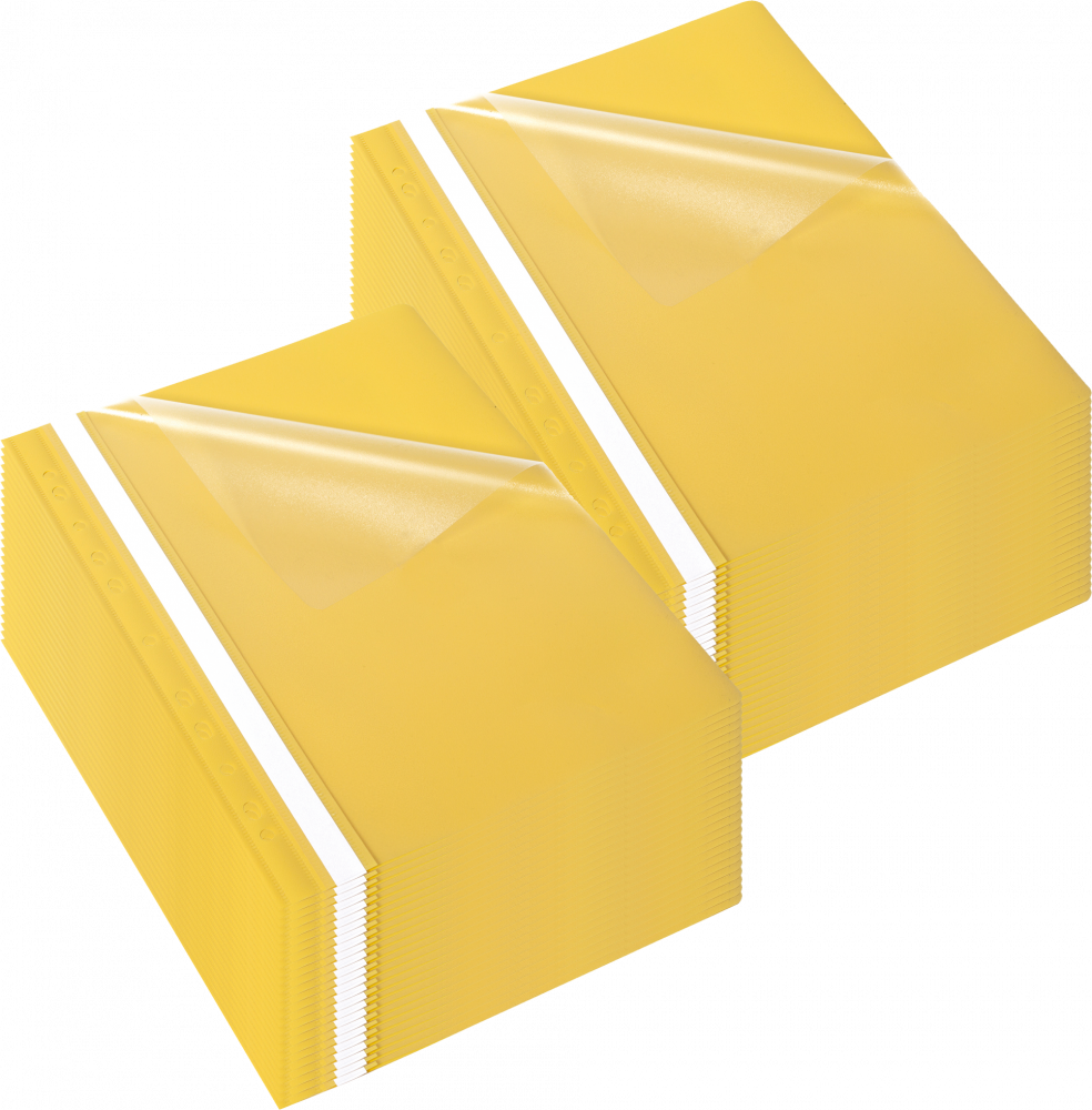 50x Skoroszyt plastikowy oczkowy Bantex Budget EVO, A4, do 200 kartek, żółty
