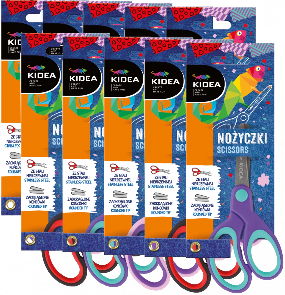 10x Nożyczki dla dzieci Kidea, 1 sztuka, mix kolorów