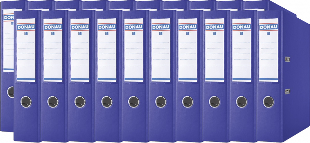 20x Segregator A4 Donau Master, szerokość grzbietu 75mm, do 500 kartek, ciemnoniebieski