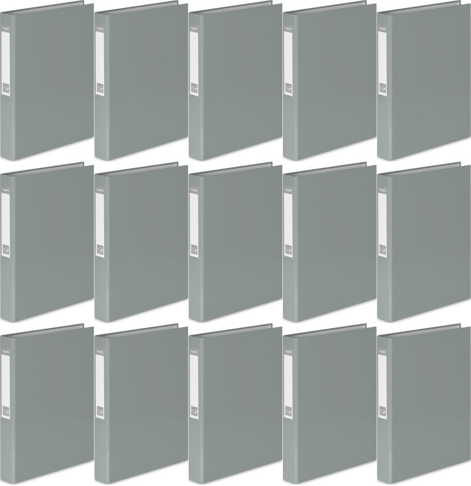 15x Segregator ringowy VauPe, A4, szerokość grzbietu 40mm, do 200 kartek, 2 ringi, szary