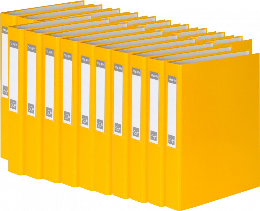 20x Segregator VauPe FCK, A4, szerokość grzbietu 40mm, do 150 kartek, 2 ringi, żółty
