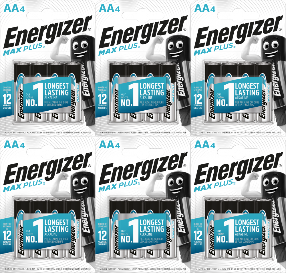 6x Bateria alkaliczna Energizer Max Plus, AA, LR6, 1.5V, 4 sztuki